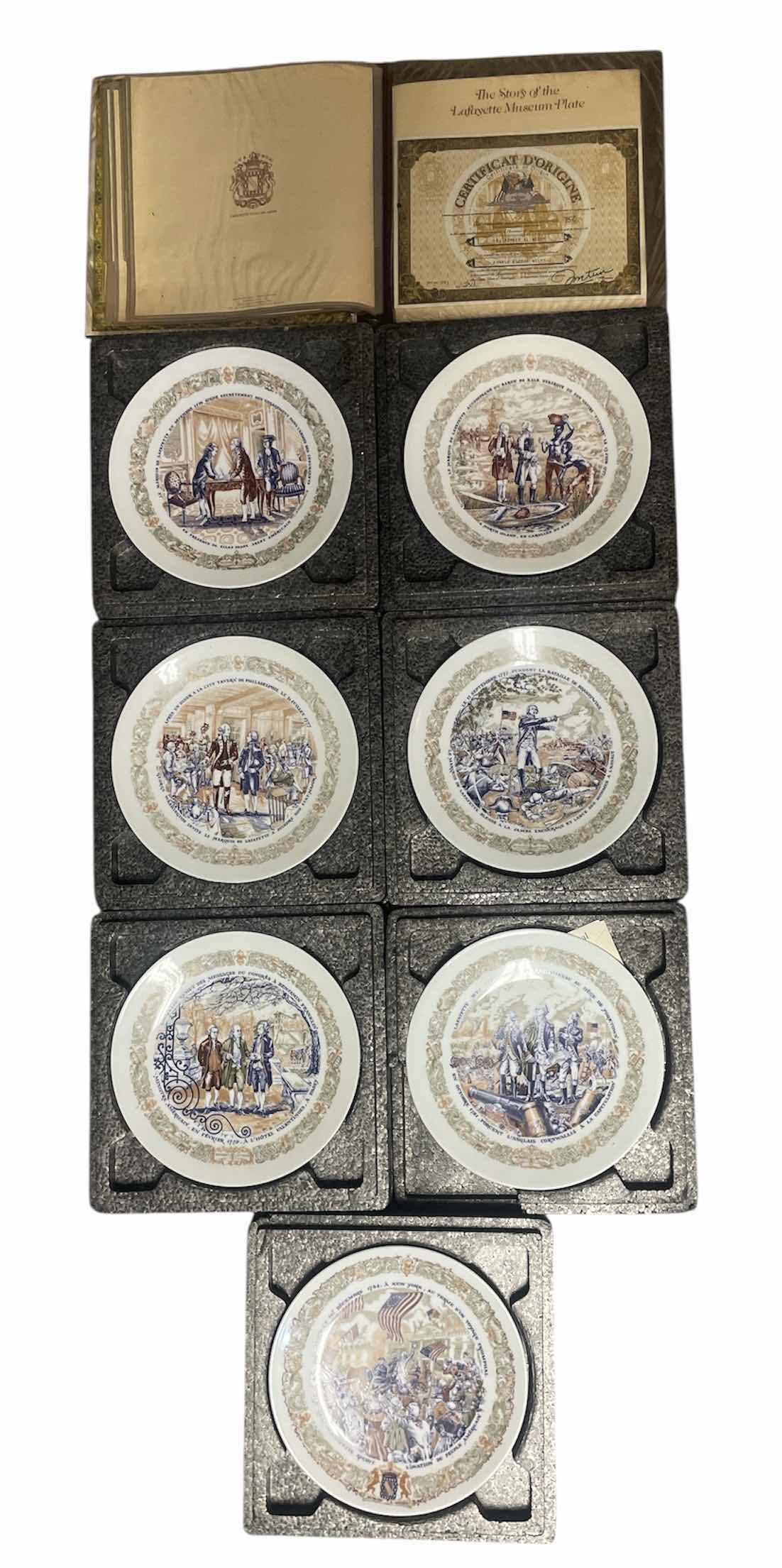 Photo 1 of THE LAFAYETTE LEGACY COLLECTION
COMPLETE OFFICIAL RECORD 
D'ARCEA-LIMOGES SET OF 7 WASHINGTON COLLECTOR PLATES AND CERTIFICATES