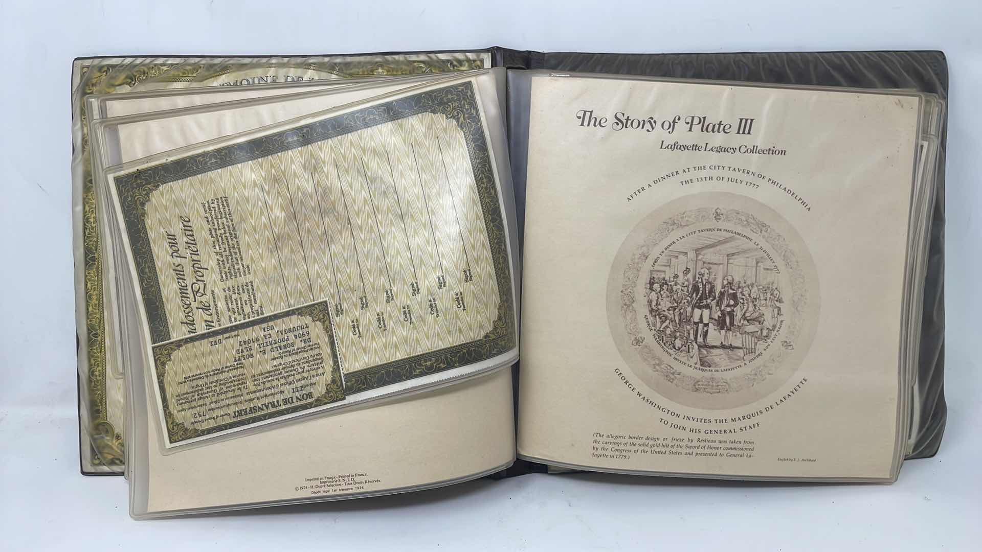 Photo 11 of THE LAFAYETTE LEGACY COLLECTION
COMPLETE OFFICIAL RECORD 
D'ARCEA-LIMOGES SET OF 7 WASHINGTON COLLECTOR PLATES AND CERTIFICATES