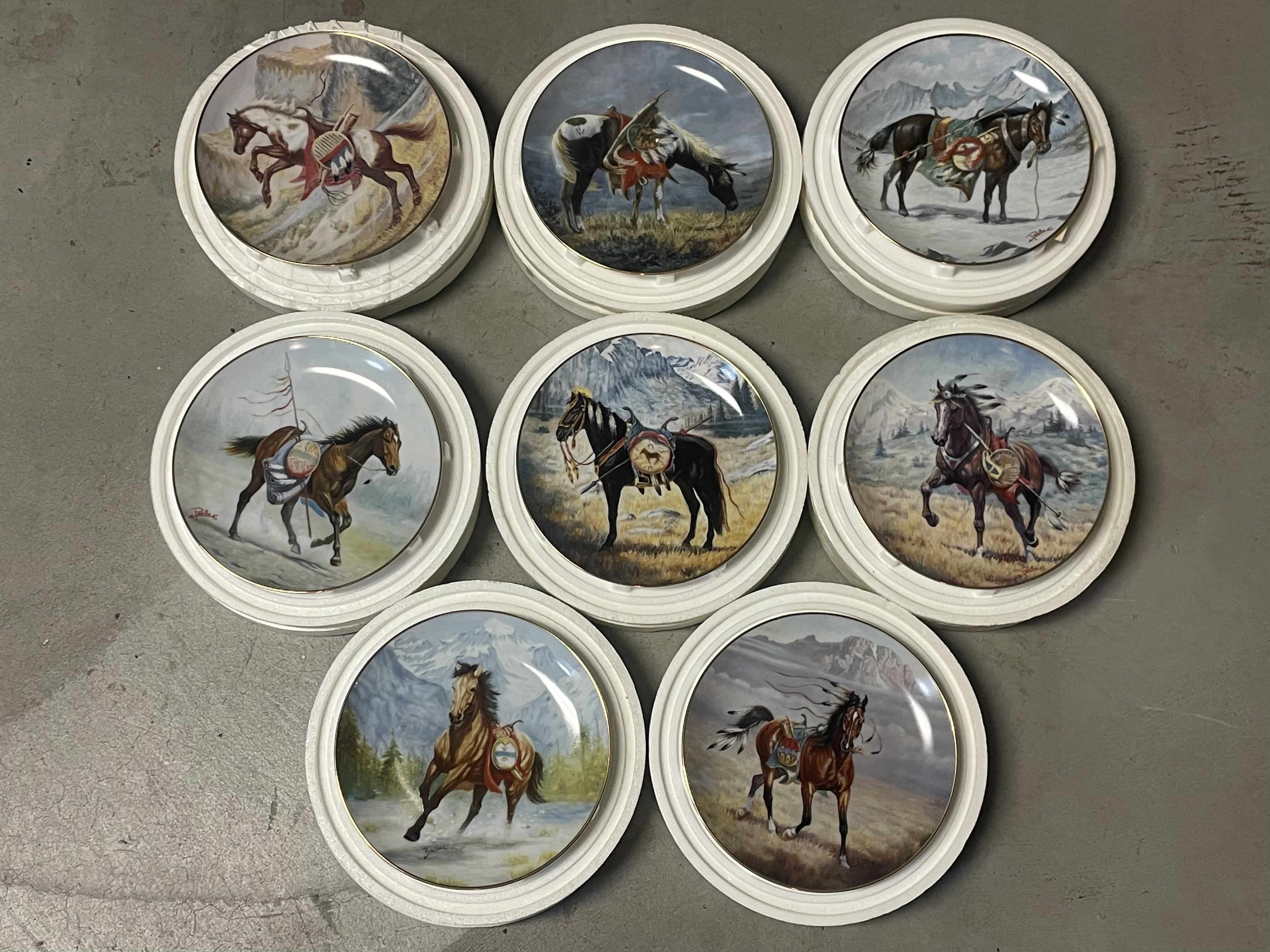 Photo 1 of “WAR PONIES OF THE PLAINS” 8 PLATE COLLECTION BY GREGORY PERILLO HORSES NATIVE AMERICAN WITH COA