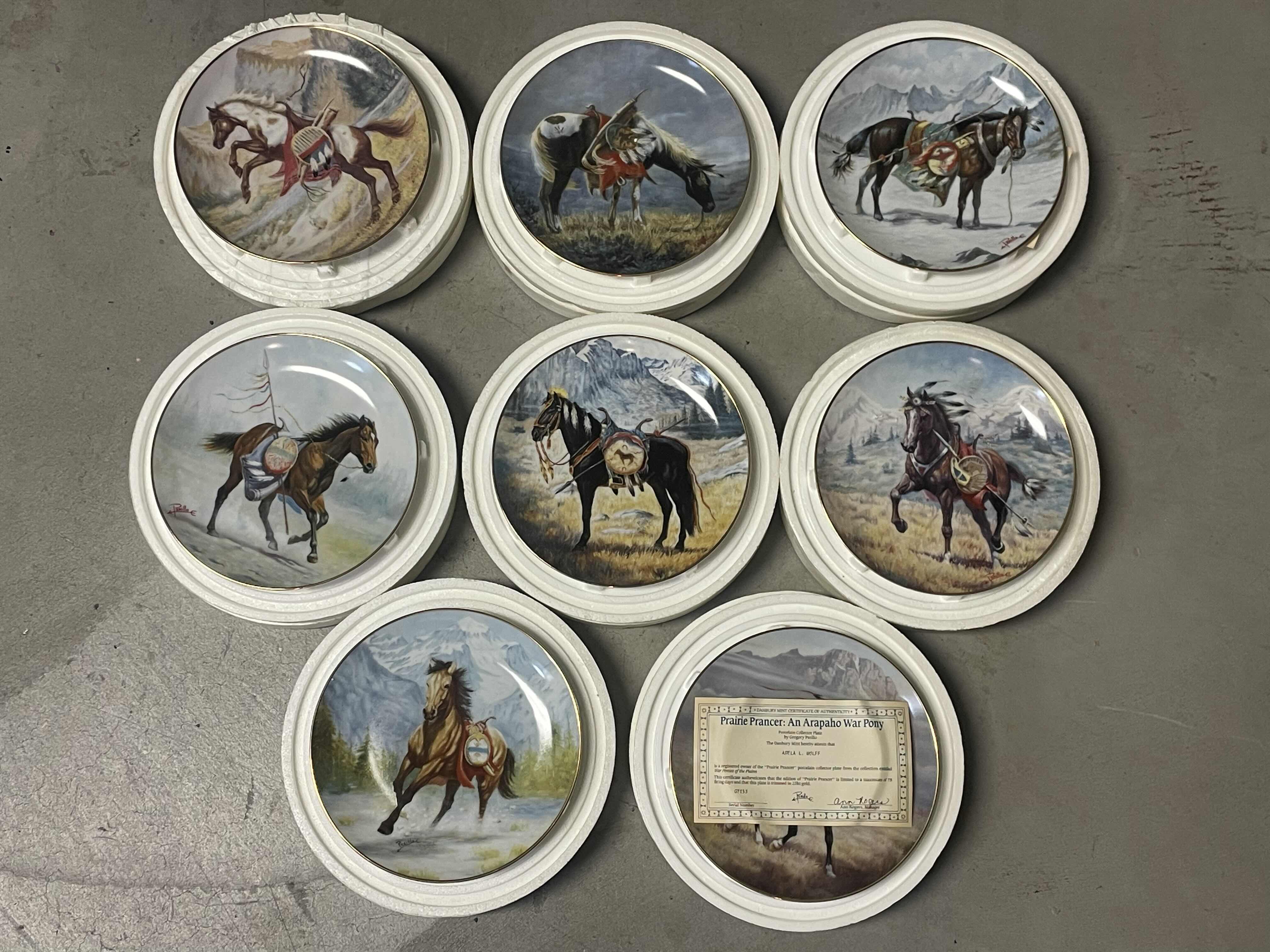 Photo 1 of “WAR PONIES OF THE PLAINS” 8 PLATE COLLECTION BY GREGORY PERILLO HORSES NATIVE AMERICAN WITH COA