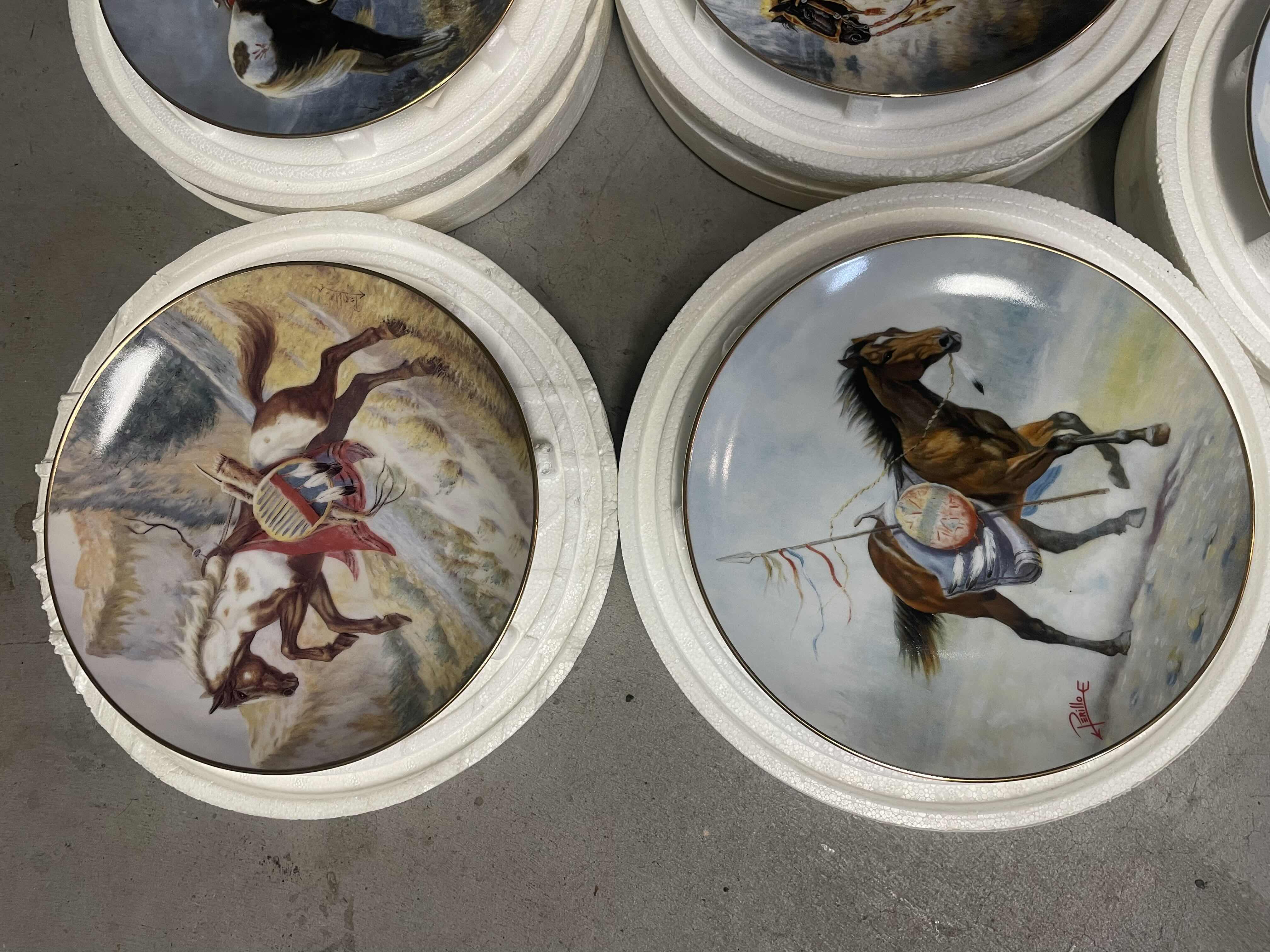 Photo 1 of “WAR PONIES OF THE PLAINS” 8 PLATE COLLECTION BY GREGORY PERILLO HORSES NATIVE AMERICAN WITH COA