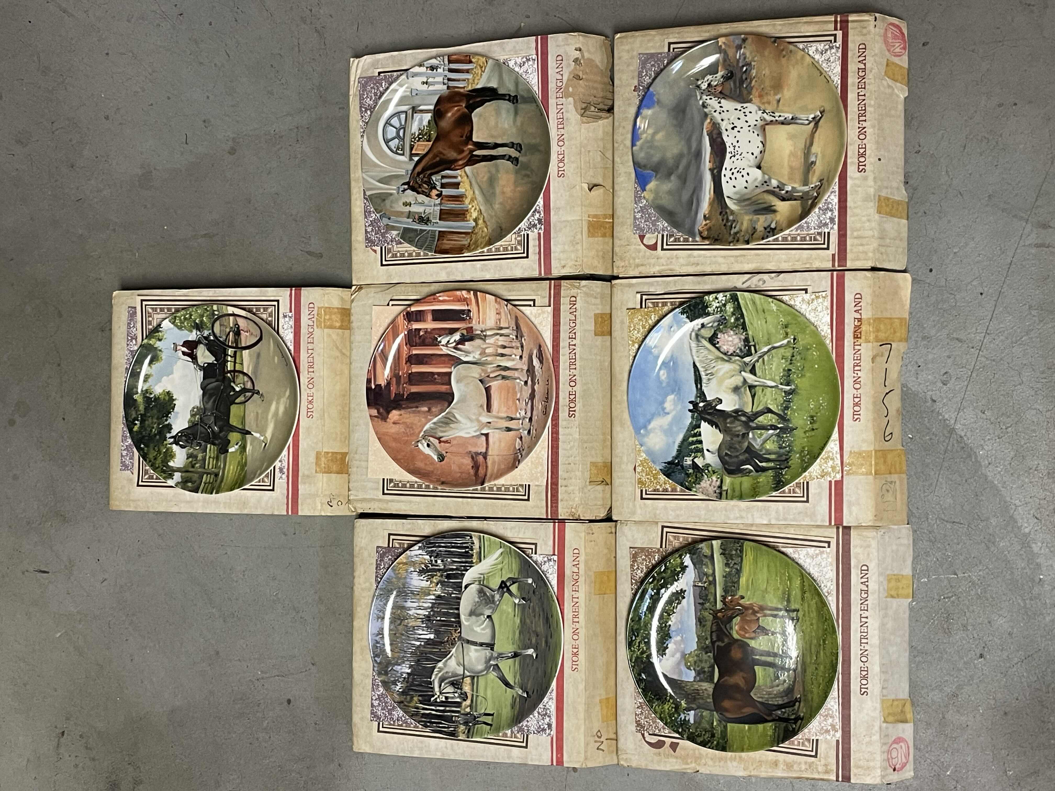 Photo 1 of VINTAGE LTD ED SPODE BONE CHINA HORSE DISPLAY PLATES BY SUSIE WHITCOMBE - NOBLE HORSE COLLECTION WITH COA