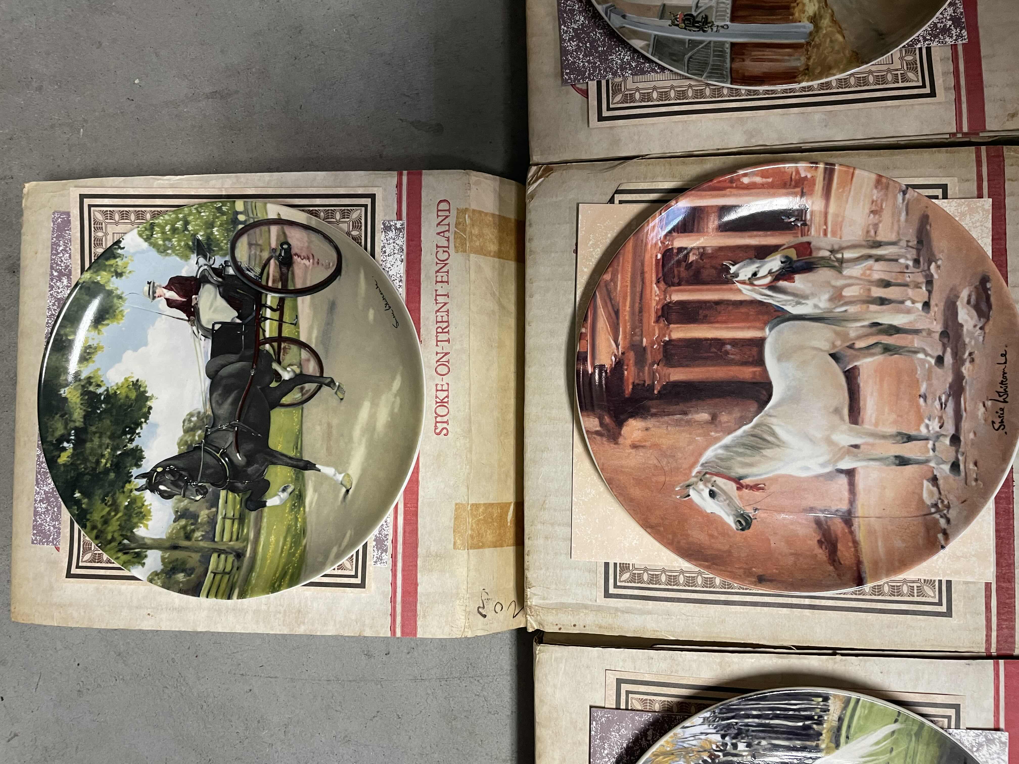 Photo 1 of VINTAGE LTD ED SPODE BONE CHINA HORSE DISPLAY PLATES BY SUSIE WHITCOMBE - NOBLE HORSE COLLECTION WITH COA