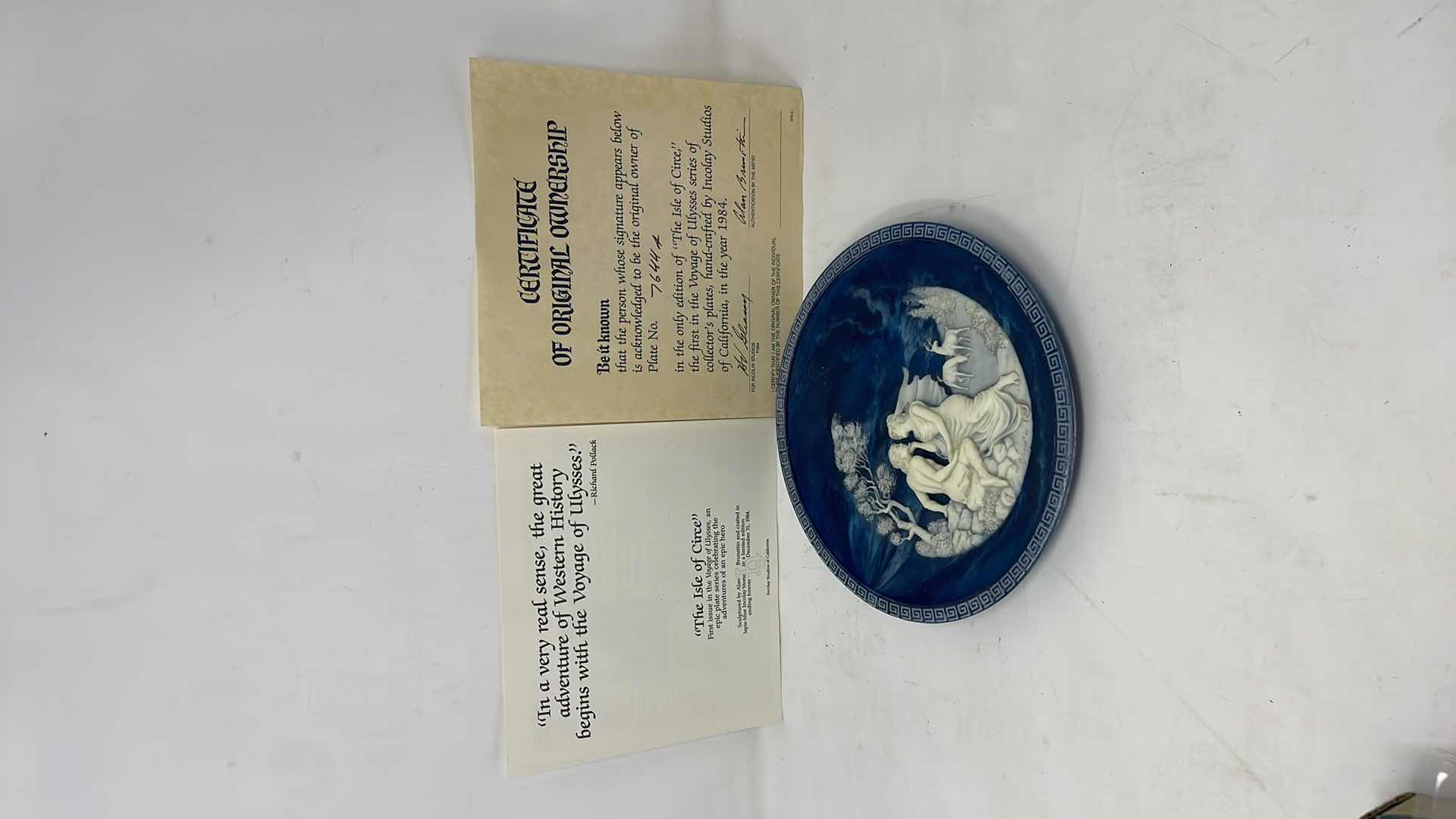 Photo 1 of "THE ISLE OF CIRCE" INCOLAY CAMEO COLLECTOR PLATE FROM "THE VOYAGE OF ULYSSES" COLLECTION RARE