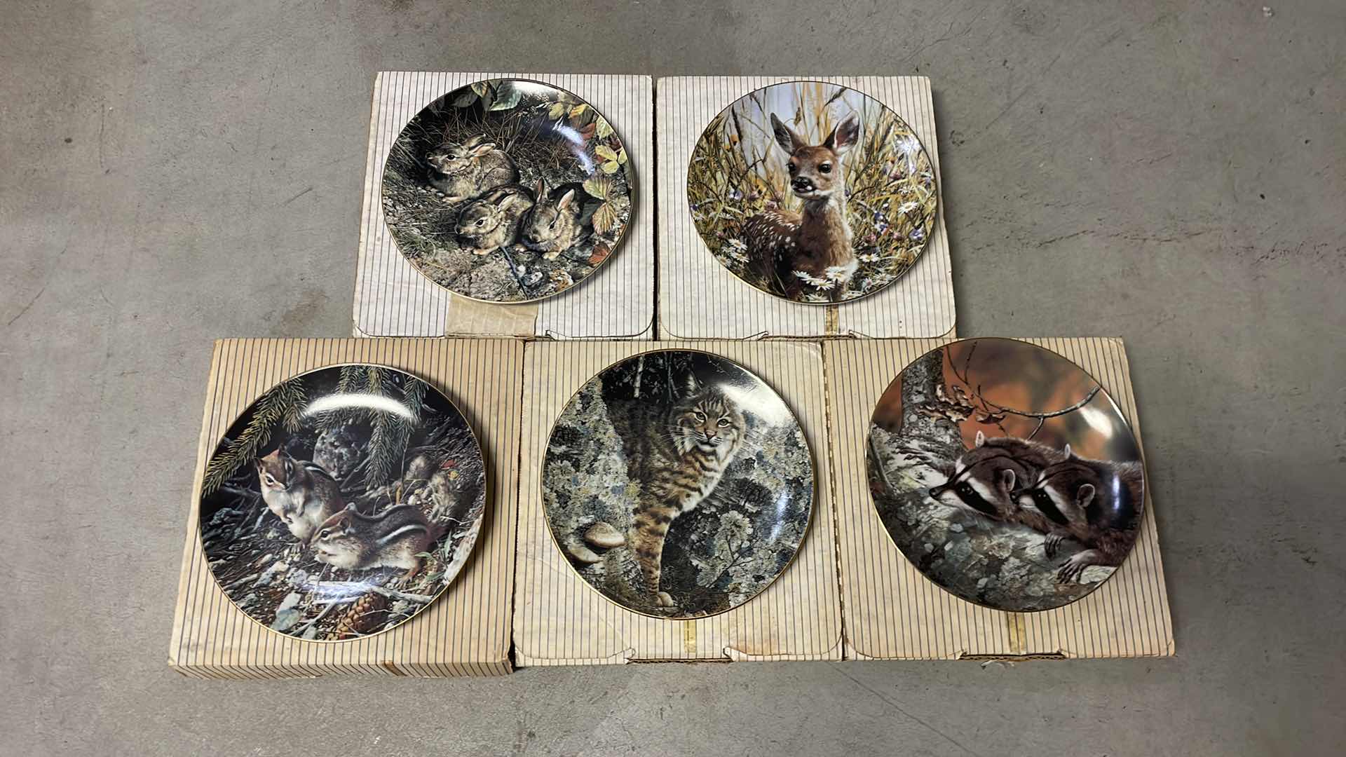 Photo 1 of "OUR WOODLAND FRIENDS" COLLECTOR PLATES CARL BRENDERS WITH BOX & COA