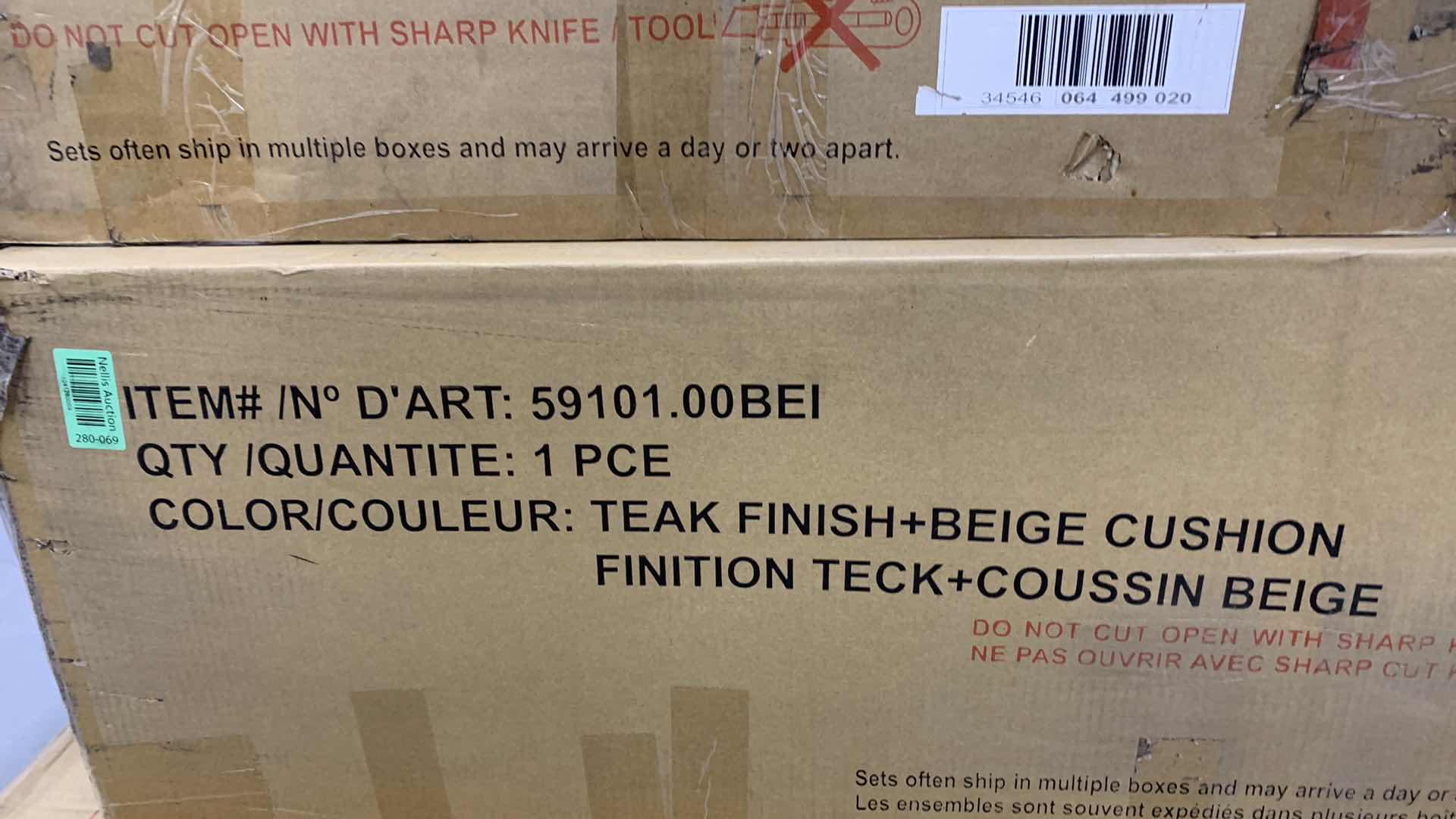 Photo 1 of CASCADA OUTDOOR ACACIA WOOD LEFT-ARM LOVESEAT WITH BEIGE CUSHIONS TEAK FINISH