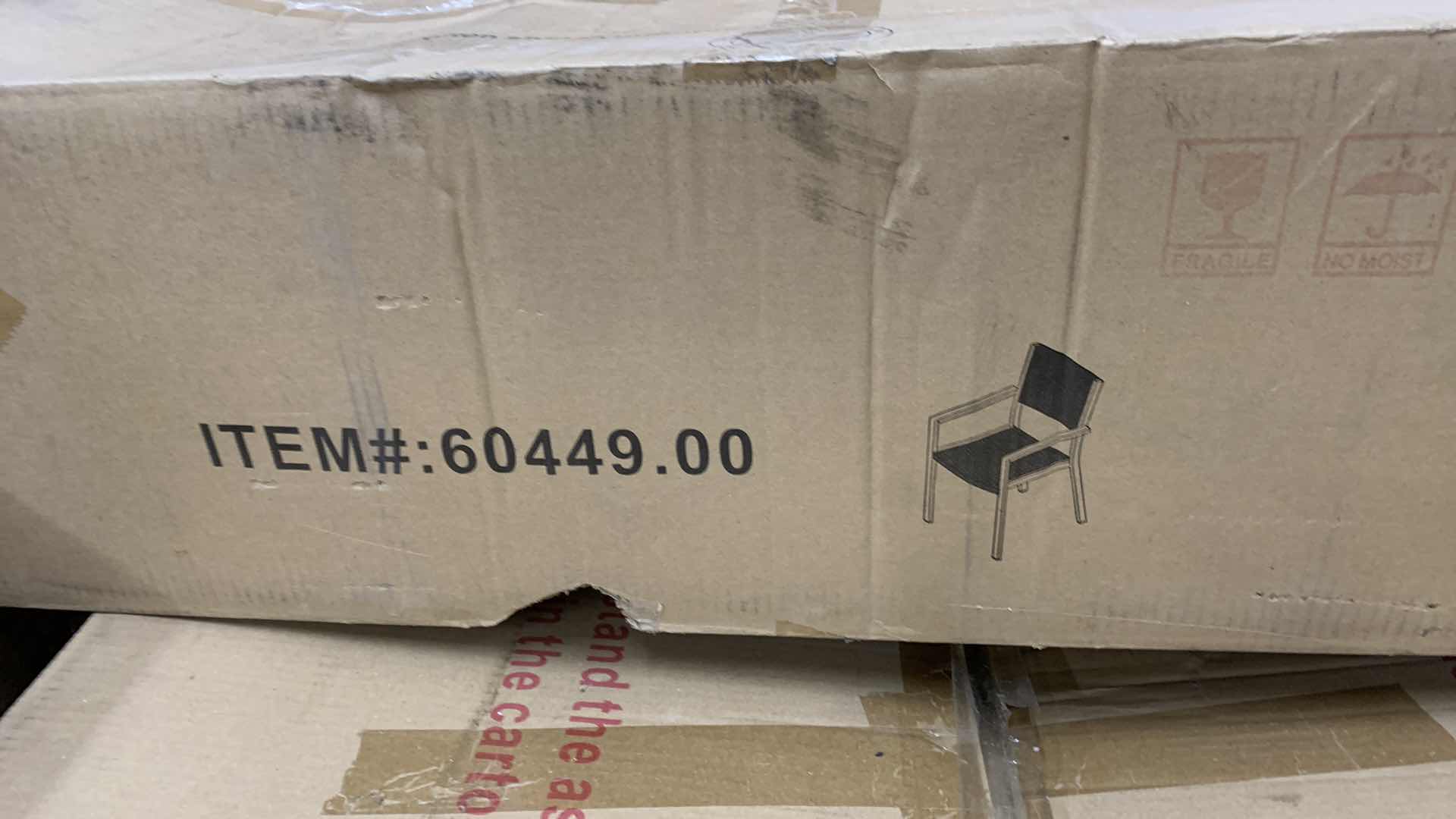 Photo 1 of JIMMY OUTDOOR ACACIA WOOD AND MESH DINING CHAIRS SET OF 2