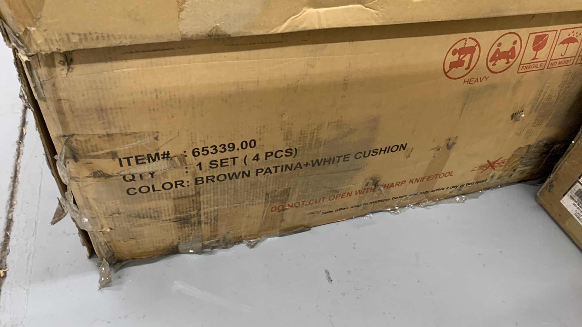 Photo 1 of ACACIA WOOD OUTDOOR SOFA WITH A BROWN PATINA AND WHITE CUSHIONS MODEL 65339.00