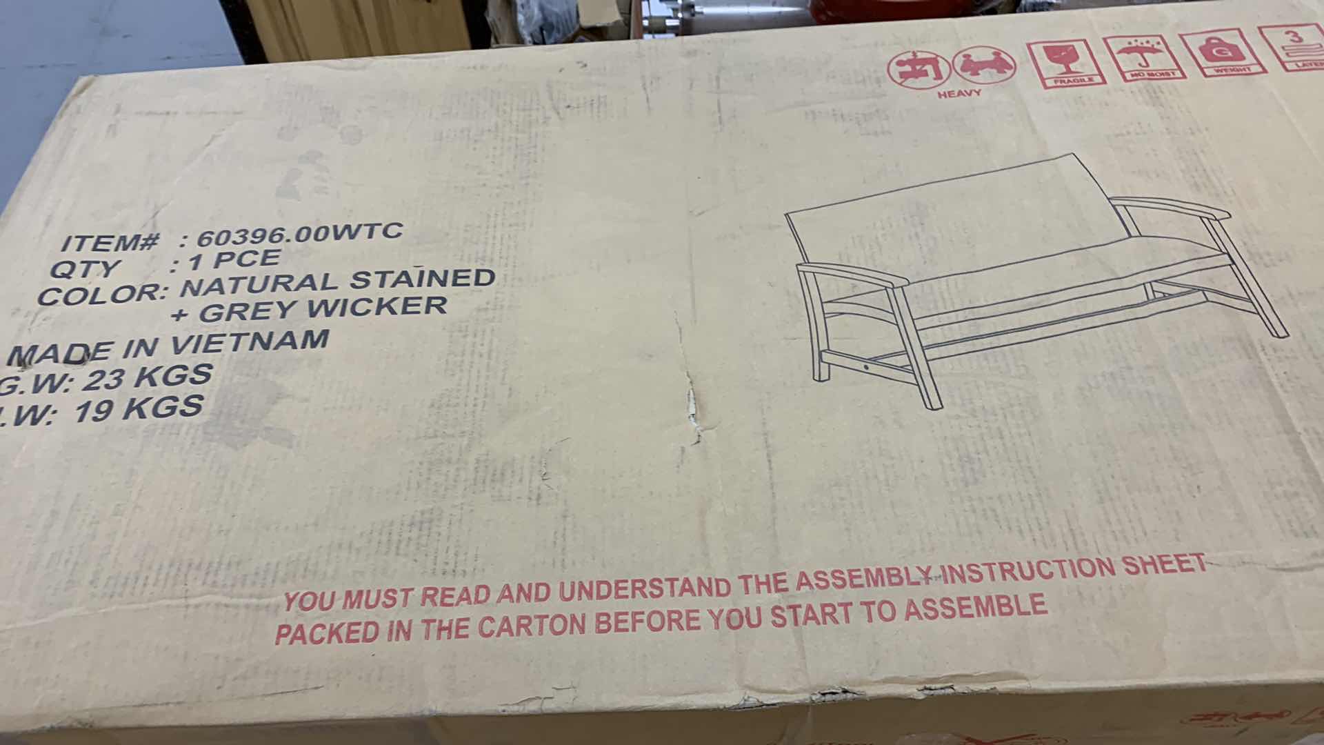 Photo 1 of MARCIA OUTDOOR WOOD AND WICKER LOVESEAT 