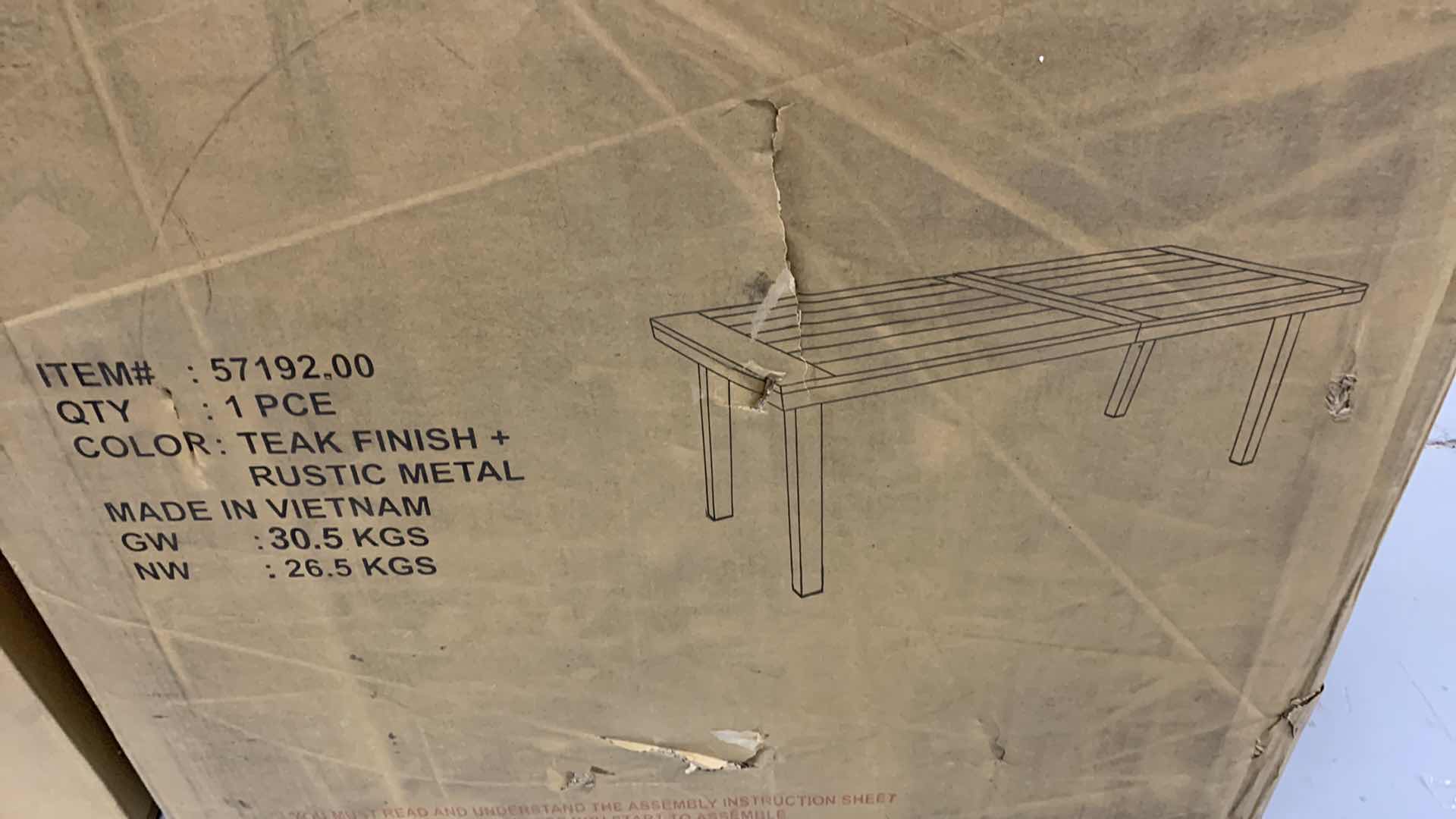 Photo 1 of CHRISTOPHER KNIGHT DELL RECTANGLE ACACIA WOOD DINING TABLE TEAK FINISH 32' X 69' H 30"






