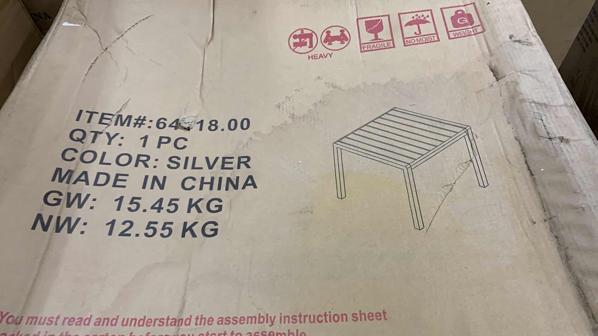 Photo 1 of LOUIE CORAL OUTDOOR DINING TABLE ALUMINUM- FAUX WOOD TABLE TOP 