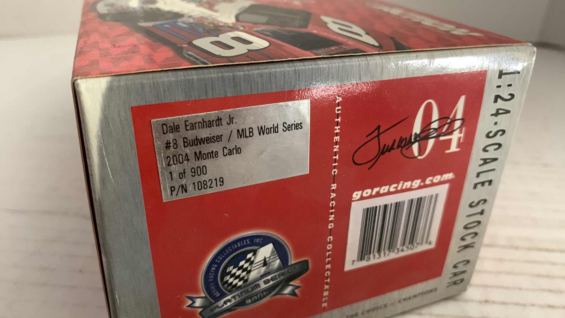 Photo 1 of NASCAR ACTION COLLECTIBLE DALE EARNHARDT JUNIOR NUMBER 8 BUDWEISER MLB WORLD SERIES 1/900