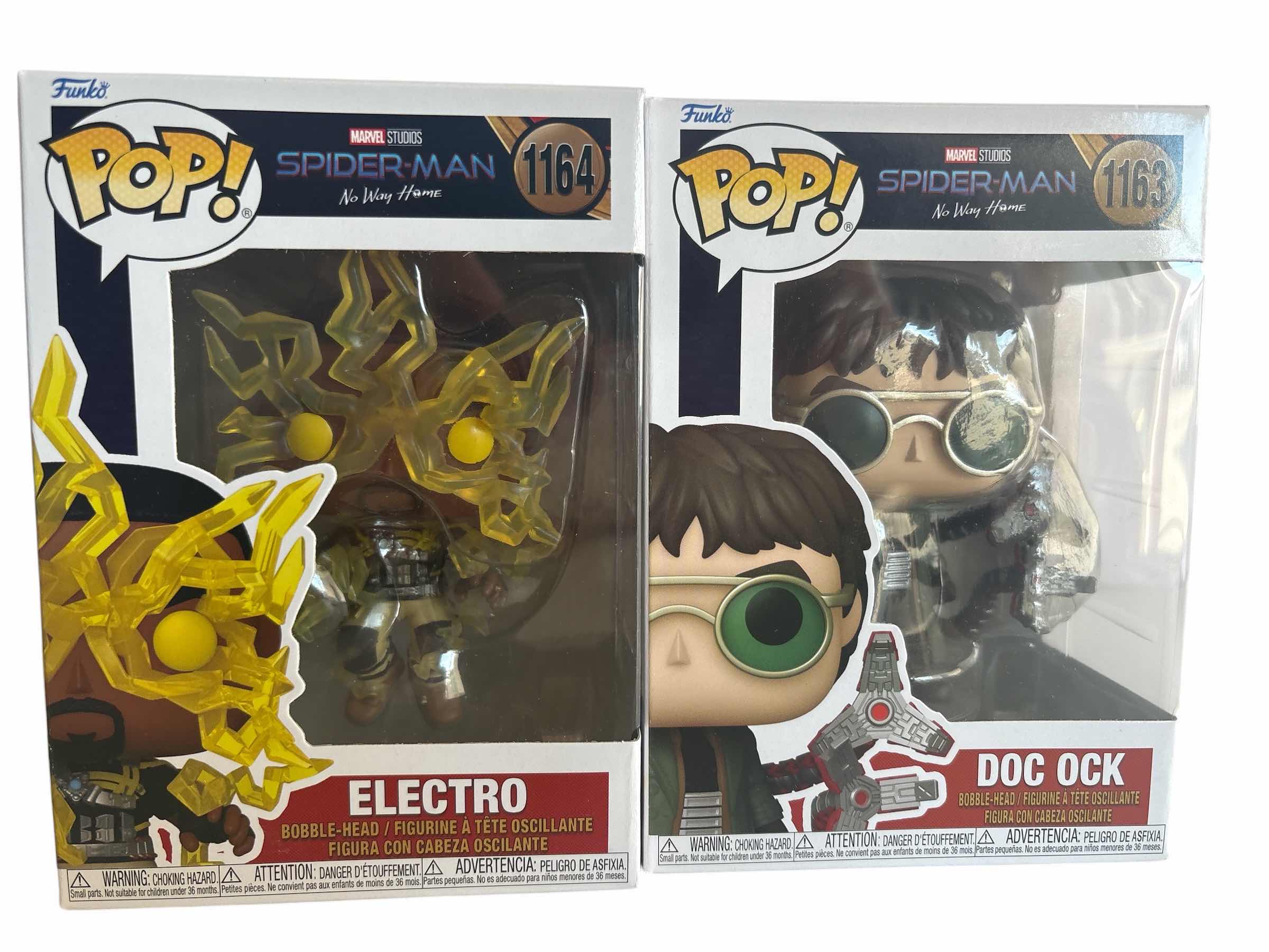 Photo 1 of (2)PCS NIB FUNKO POP MARVEL SPIDER-MAN ELECTRO AND DOC OCK