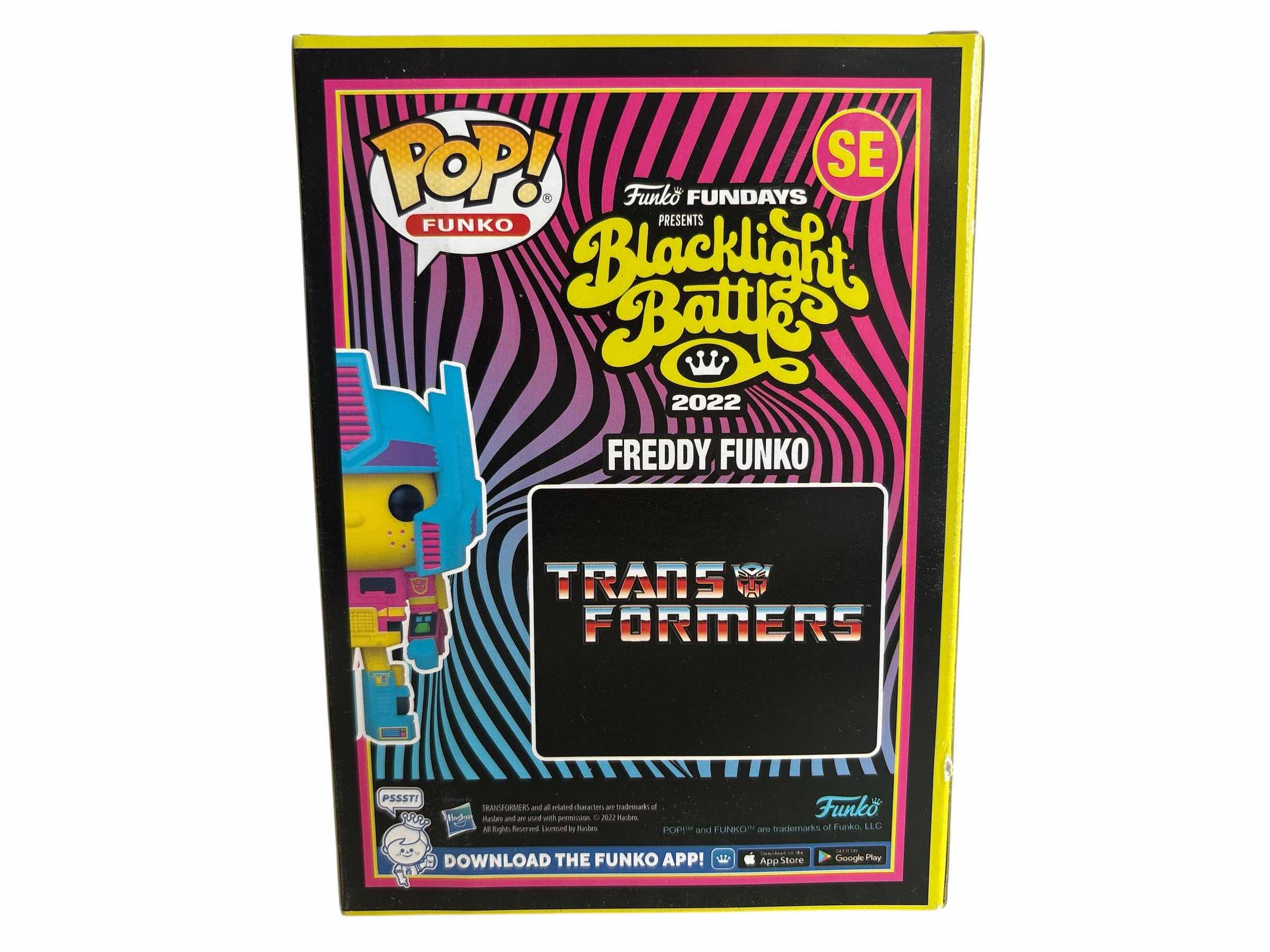 Photo 1 of NIB FUNKO POP SE FREDDY FUNKO AS OPTIMUS PRIME FIGURE BLACKLIST BATTLE