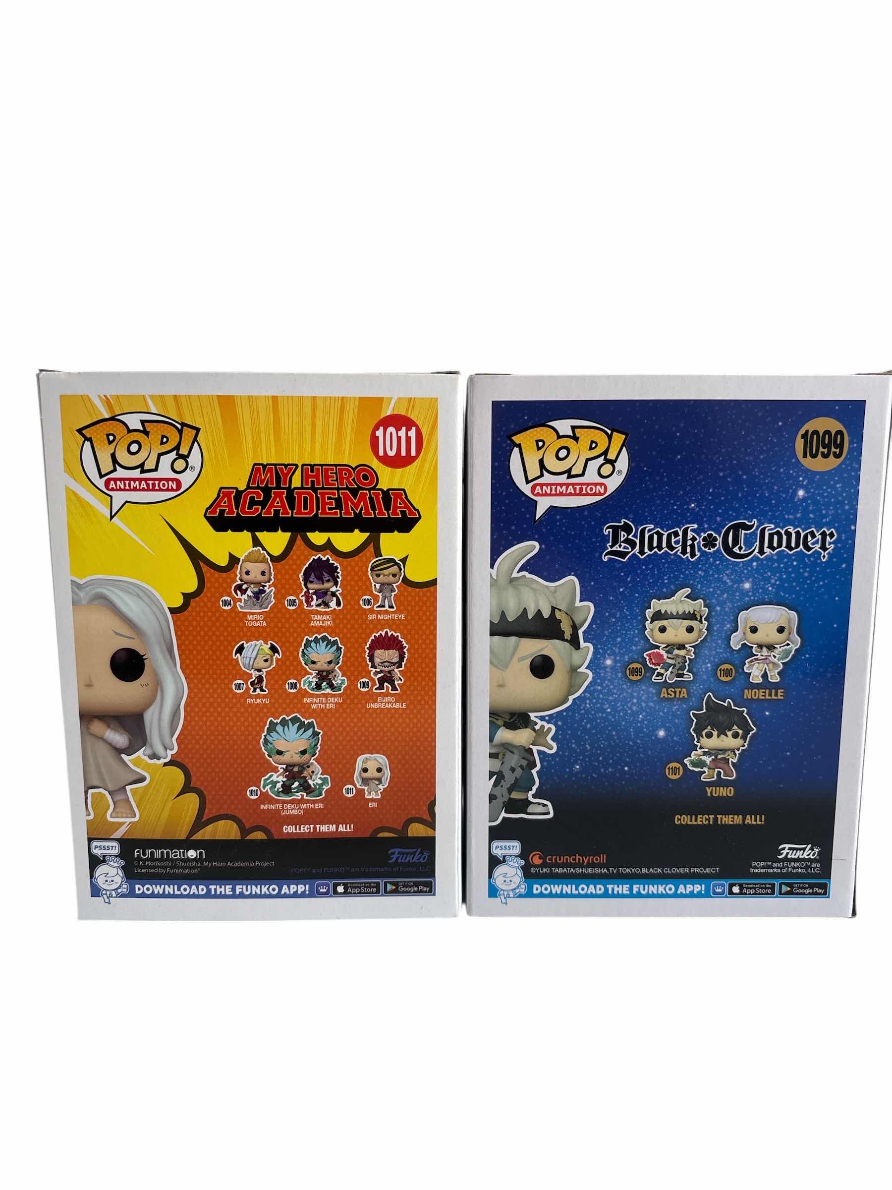 Photo 1 of NIB FUNKO POP ASTA BLACK CLOVER & ERI MY HERO ACADEMIA