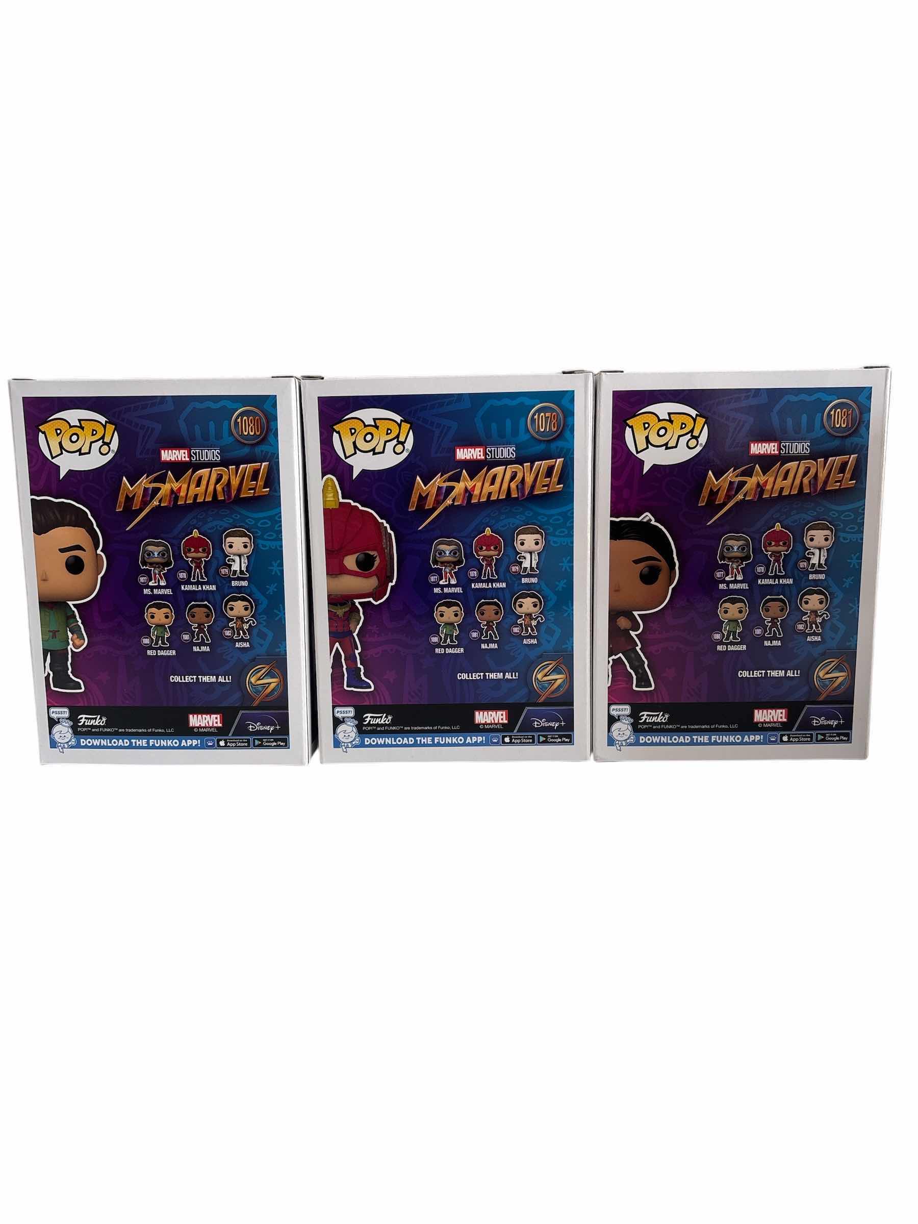 Photo 1 of (3)PCS NIB FUNKO POP KAMALA KHAN & RED DAGGER & NAJMA MS MARVEL