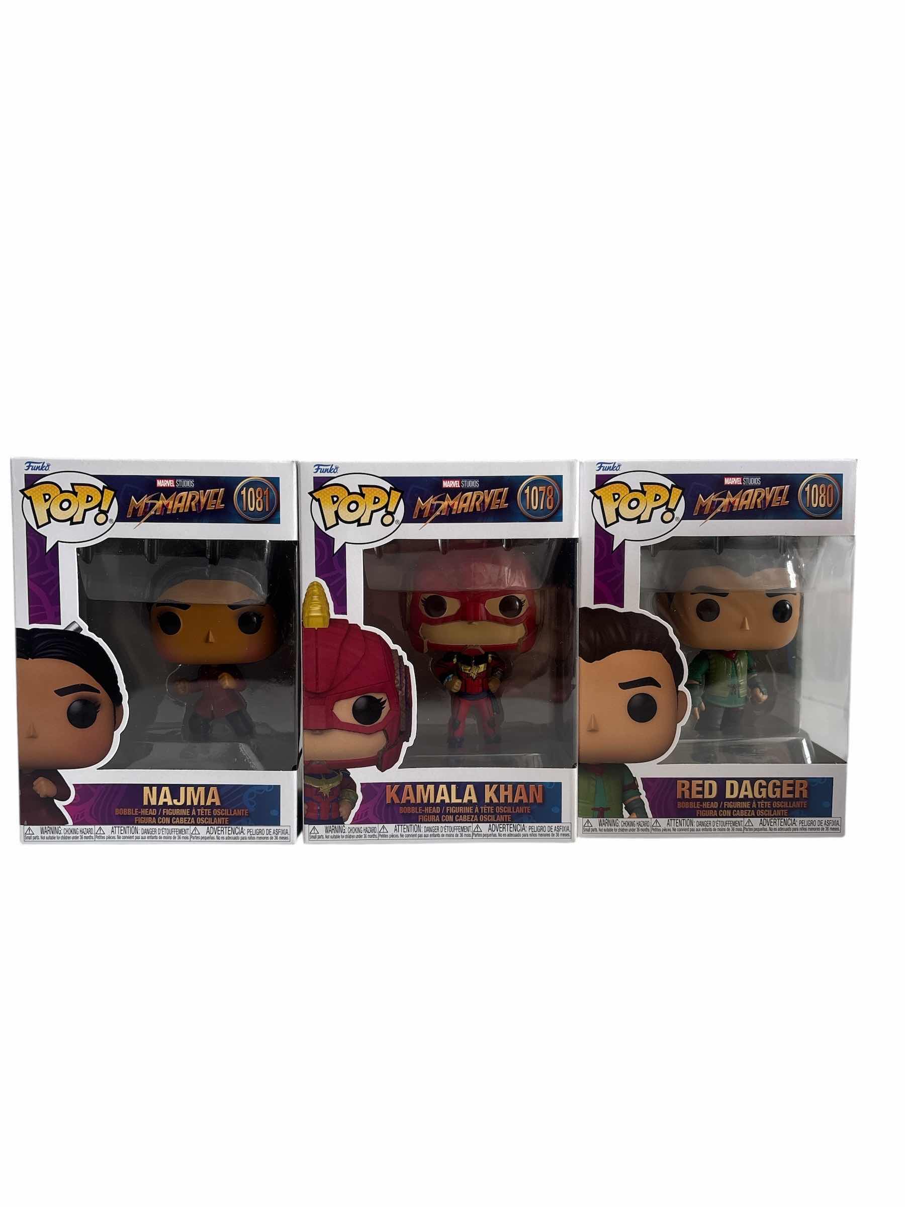 Photo 1 of (3)PCS NIB FUNKO POP KAMALA KHAN & RED DAGGER & NAJMA MS MARVEL