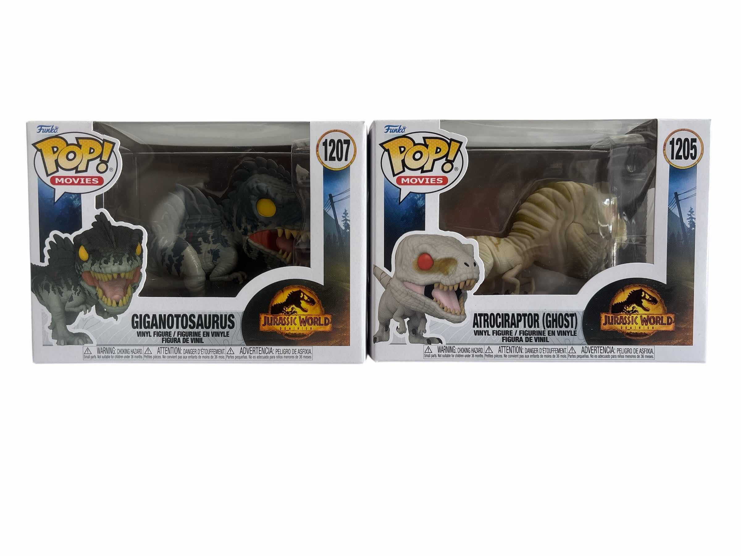 Photo 1 of (2)PCS NIB GIGANOTOSAURUS & ATROCIRAPTOR (GHOST) JURASSIC WORLD