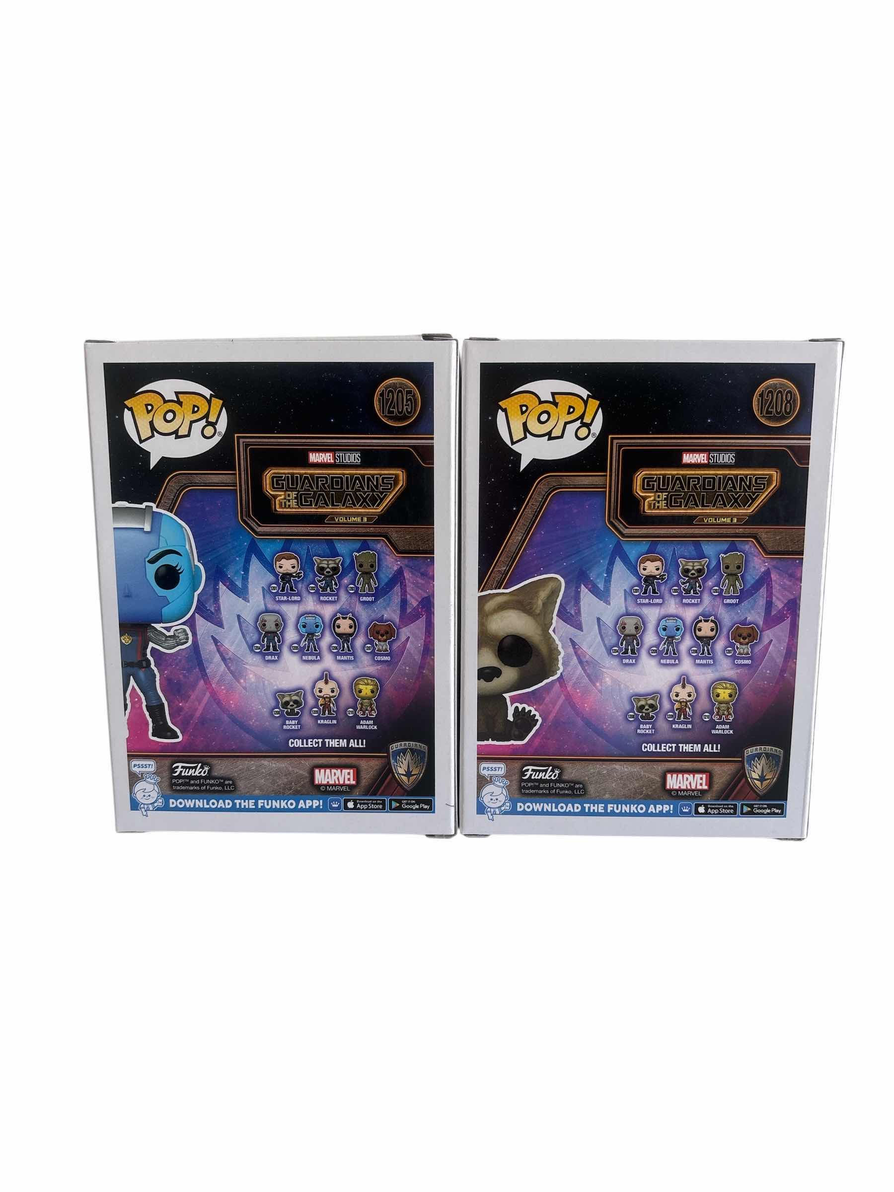 Photo 1 of (2) PCS NIB FUNKO POP BABY ROCKET & NEBULA GUARDIANS OF THE GALAXY