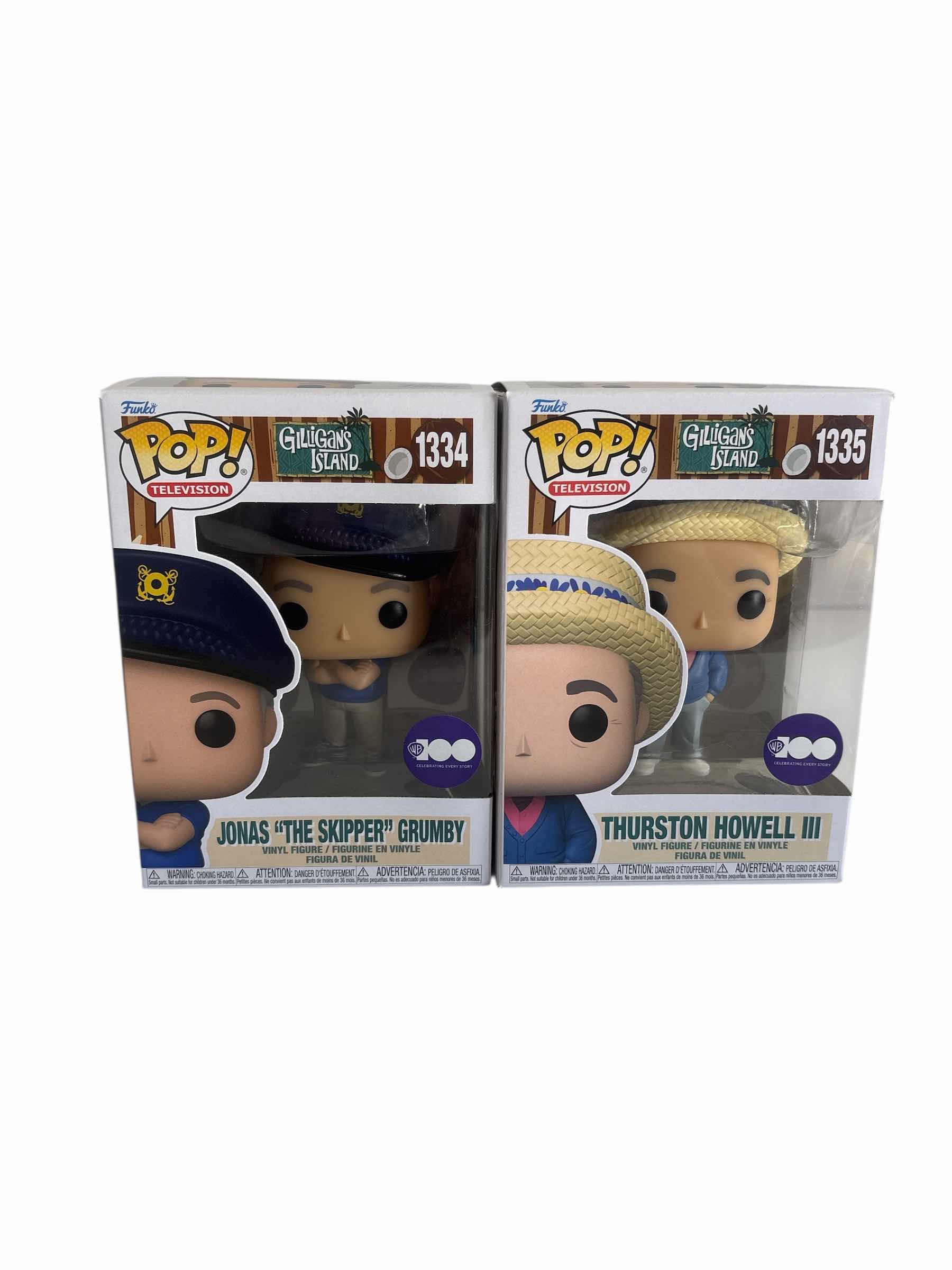Photo 1 of (2) PCS NIB FUNKO POP JONAS THE SKIPPER GRUMBY & THURSTON HOWELL III GILLIGANS ISLAMD