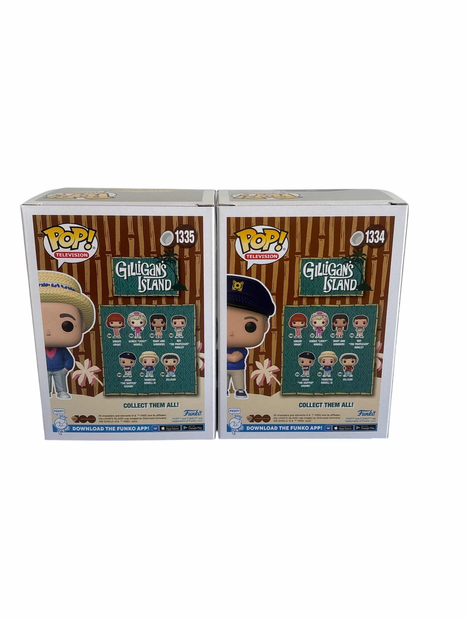 Photo 1 of (2) PCS NIB FUNKO POP JONAS THE SKIPPER GRUMBY & THURSTON HOWELL III GILLIGANS ISLAMD