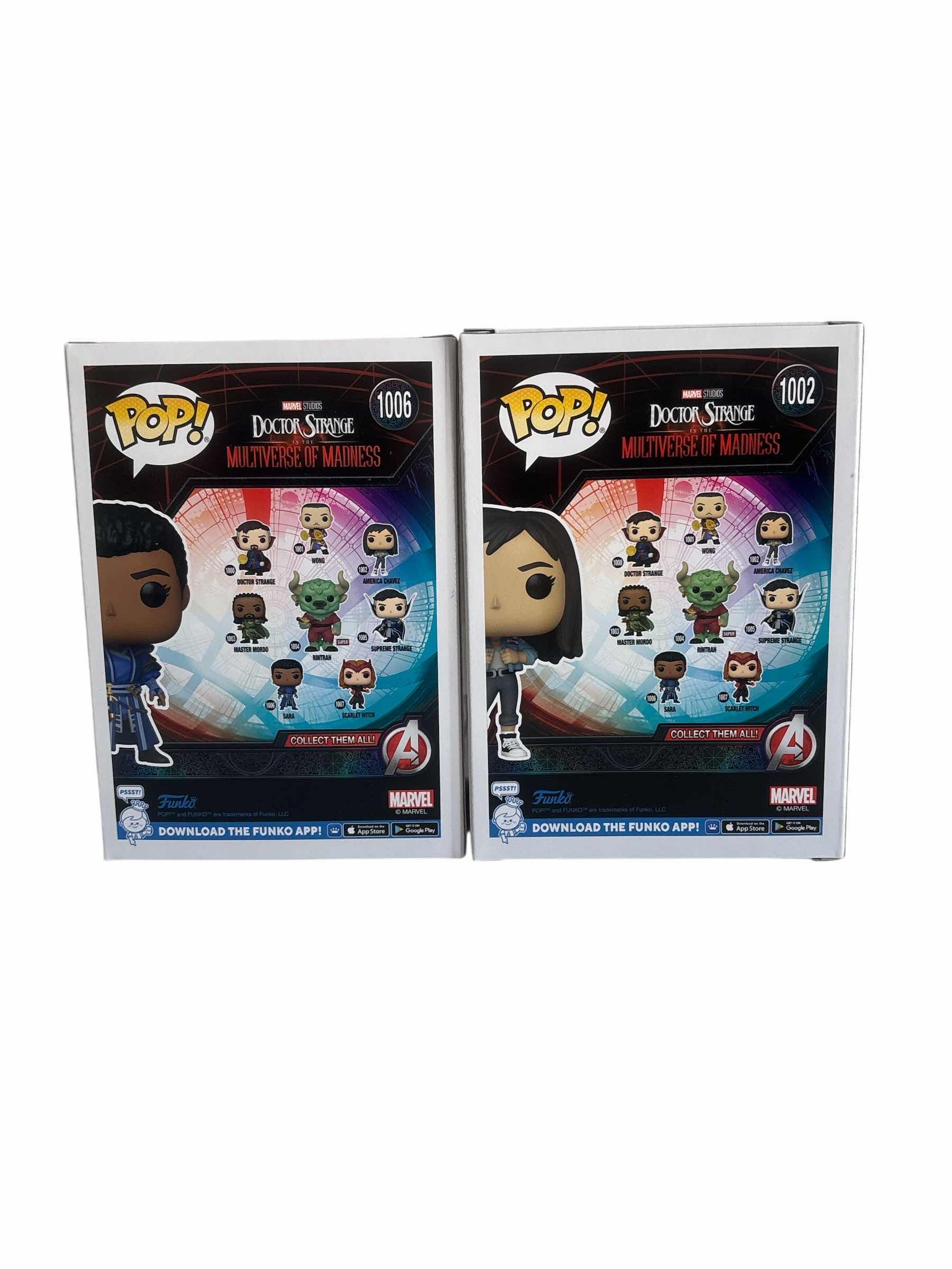 Photo 1 of (2)PCS NIB FUNKO POP AMERICA CHAVEZ & SARA DOCTOR STRANGE IN THE MULTIVERSE OF MADNESS