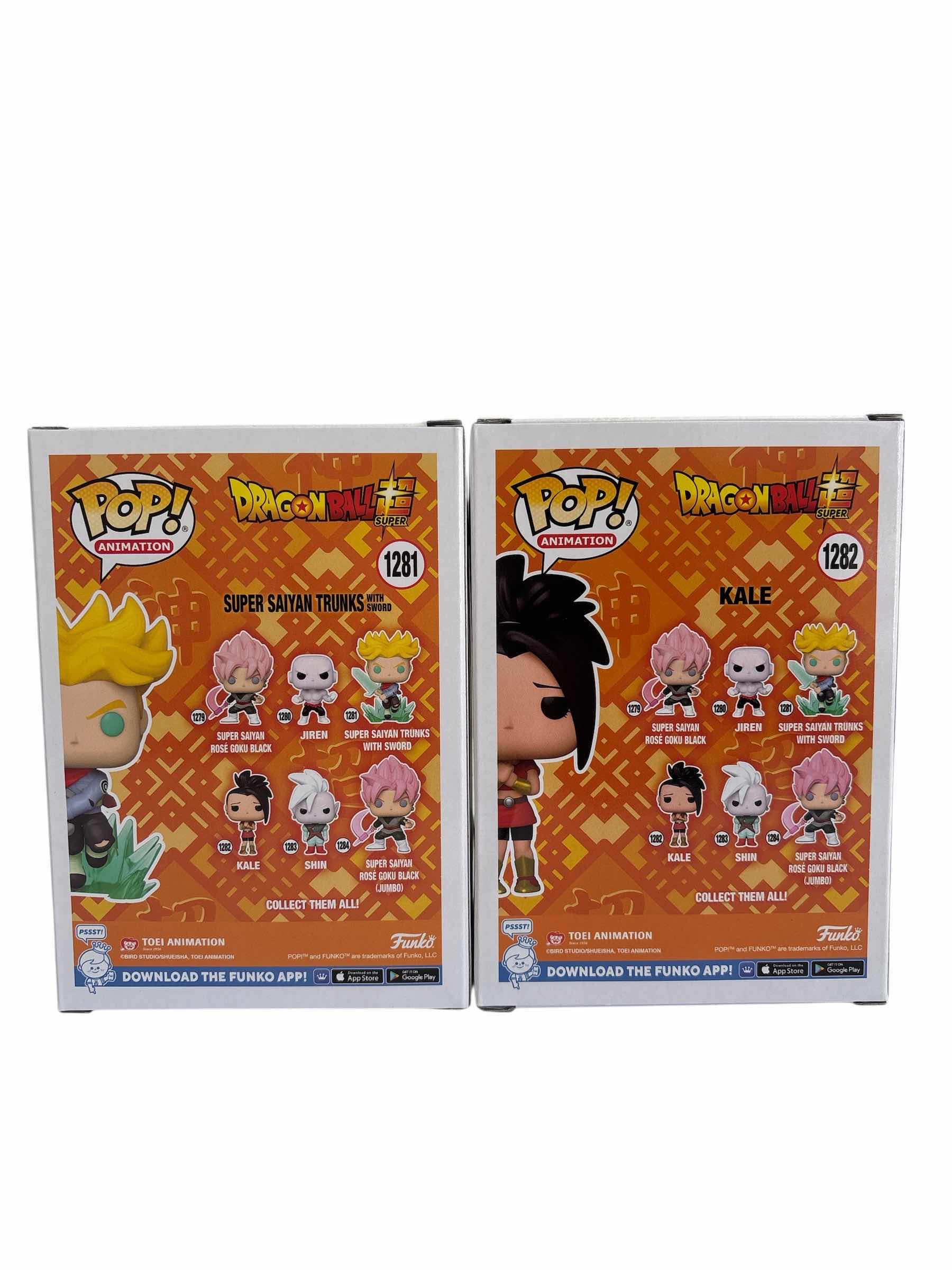 Photo 1 of (2)PCS NIB FUNKO POP KALE & SUPER SAIYAN TRUNKS WITH SWORD DRAGONBALL SUPER