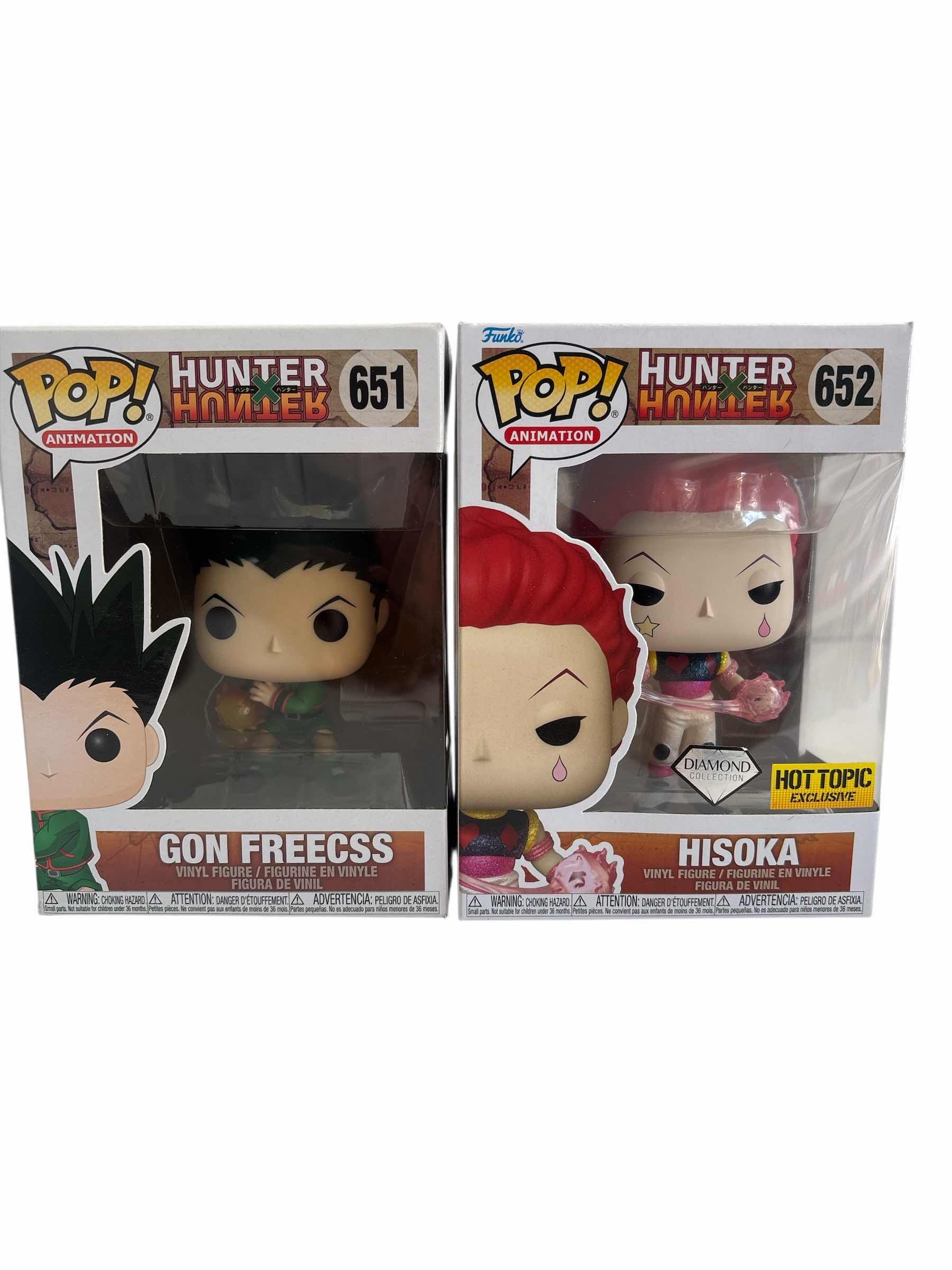 Photo 1 of (2)PCS NIB FUNKO POP GON FREECSS & HISOKA HT EXCL. HUNTER X HUNTER