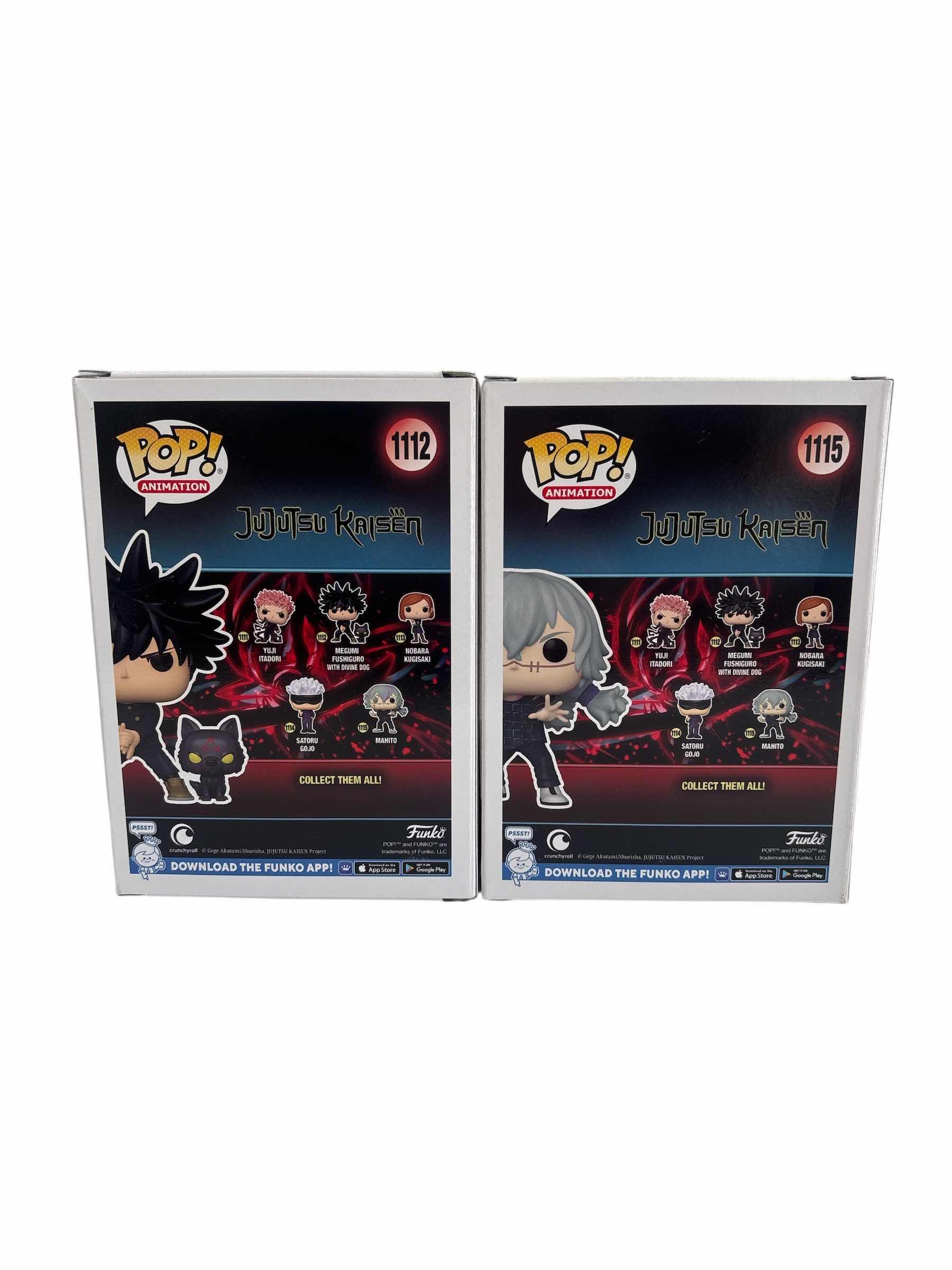 Photo 1 of (2)PCS NIB FUNKO POP MAHITO & MEGUMI FUSHIGURO WITH DEVINE DOG JUJUTSU KAISEN