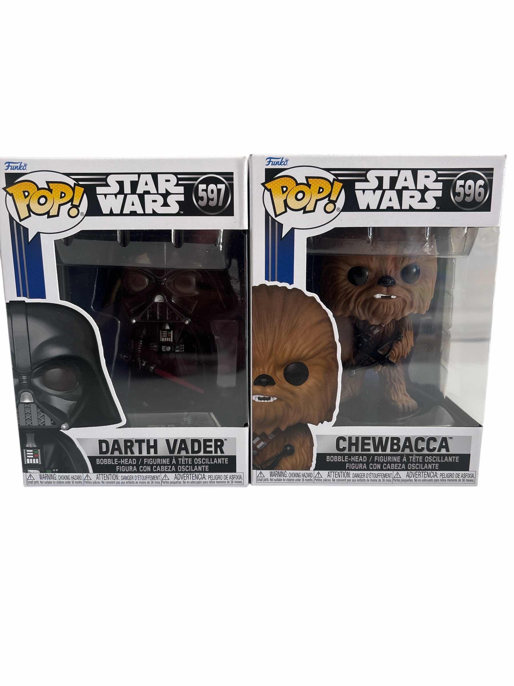 Photo 1 of (2)PCS NIB FUNKO POP DARTH VADER & CHEWBACCA STAR WARS