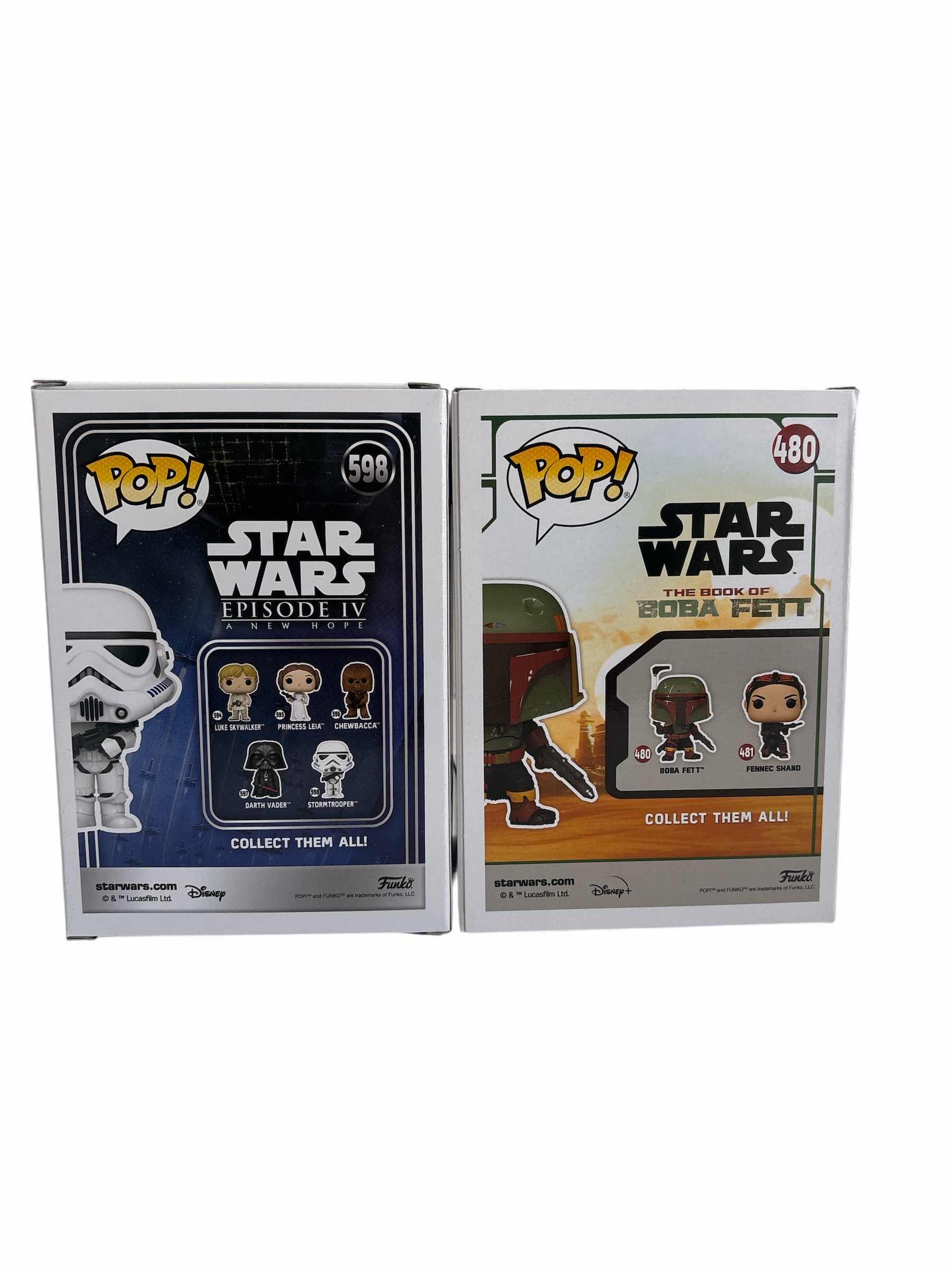 Photo 1 of (2)PCS NIB FUNKO POP BOBA FETT & STORMTROOPER STAR WARS