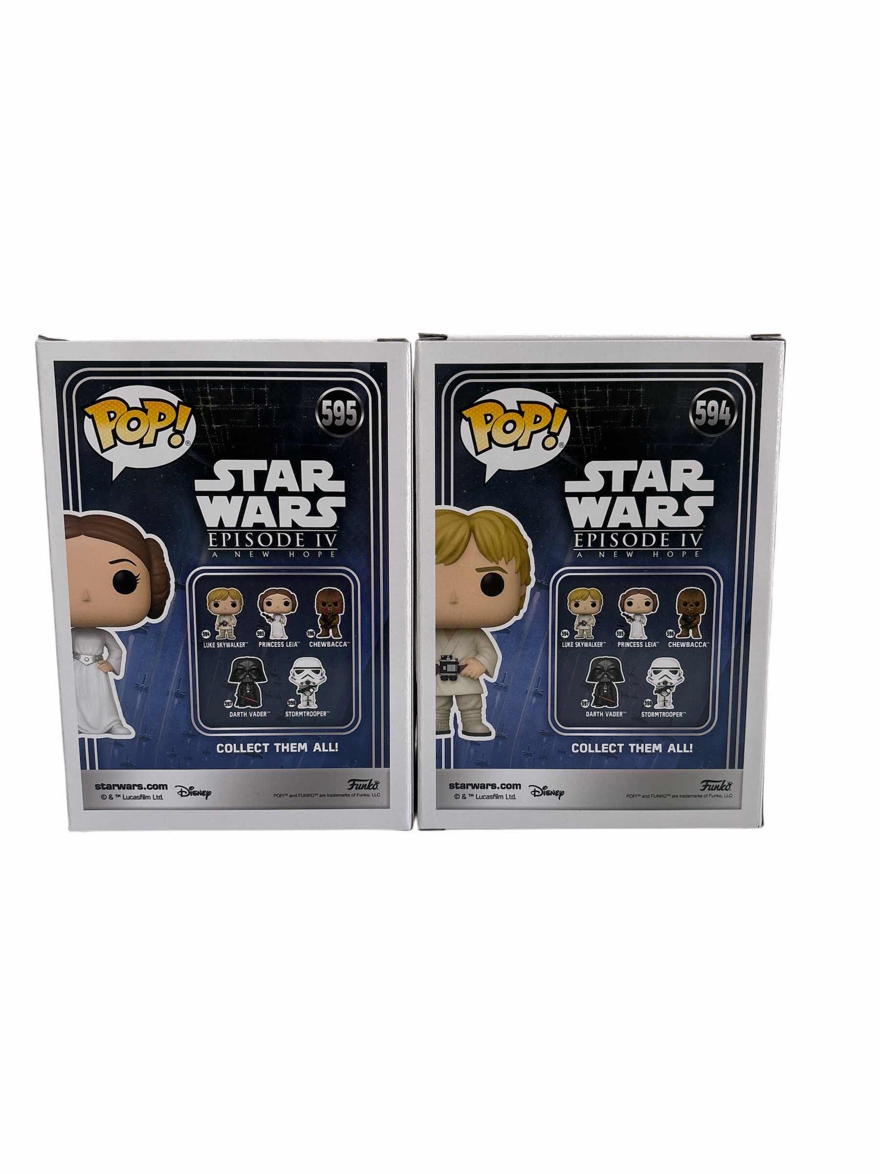 Photo 1 of (2)PCS NIB FUNKO POP LUKE SKYWALKER & PRINCESS LEIA STAR WARS