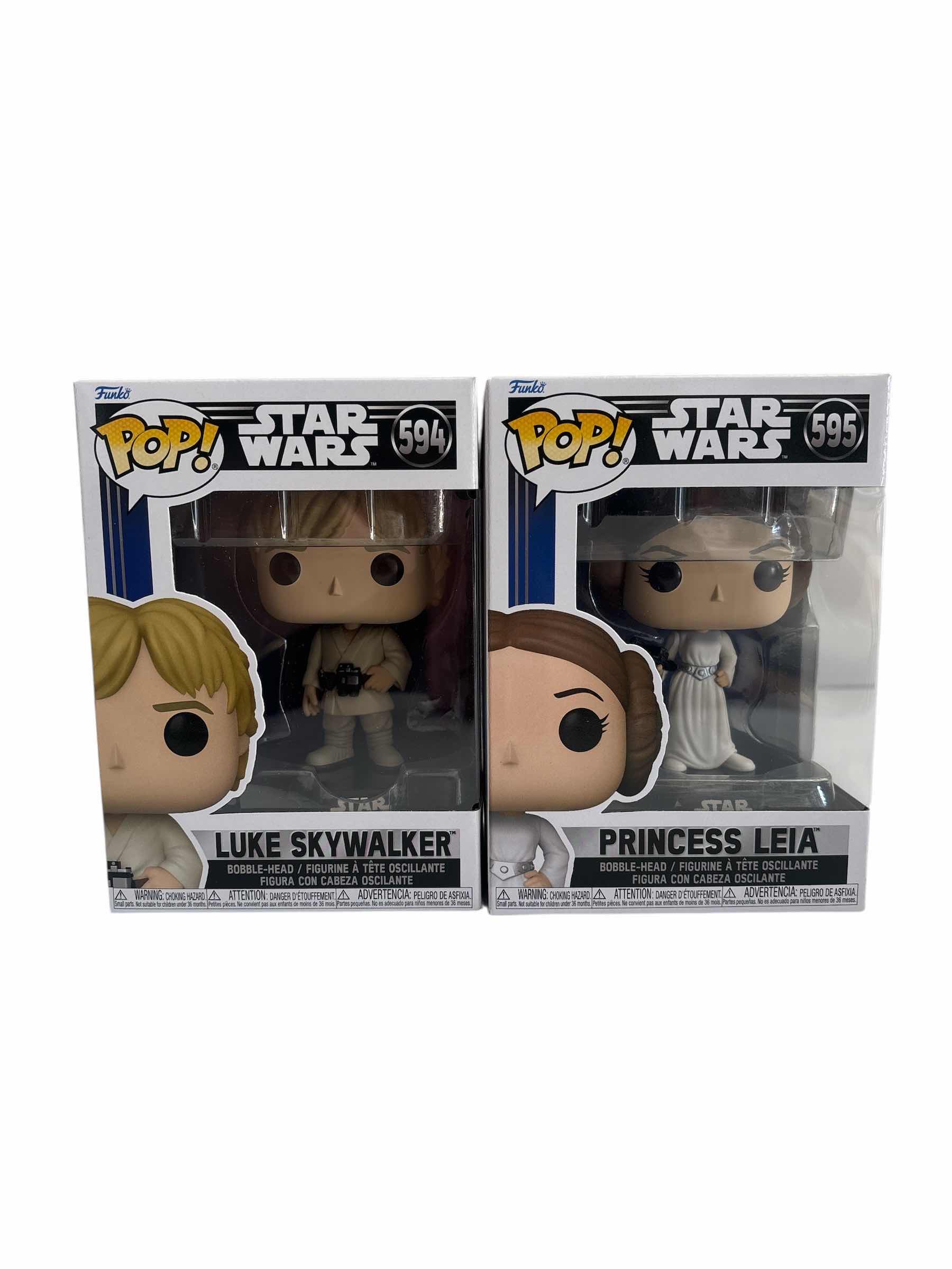 Photo 1 of (2)PCS NIB FUNKO POP LUKE SKYWALKER & PRINCESS LEIA STAR WARS
