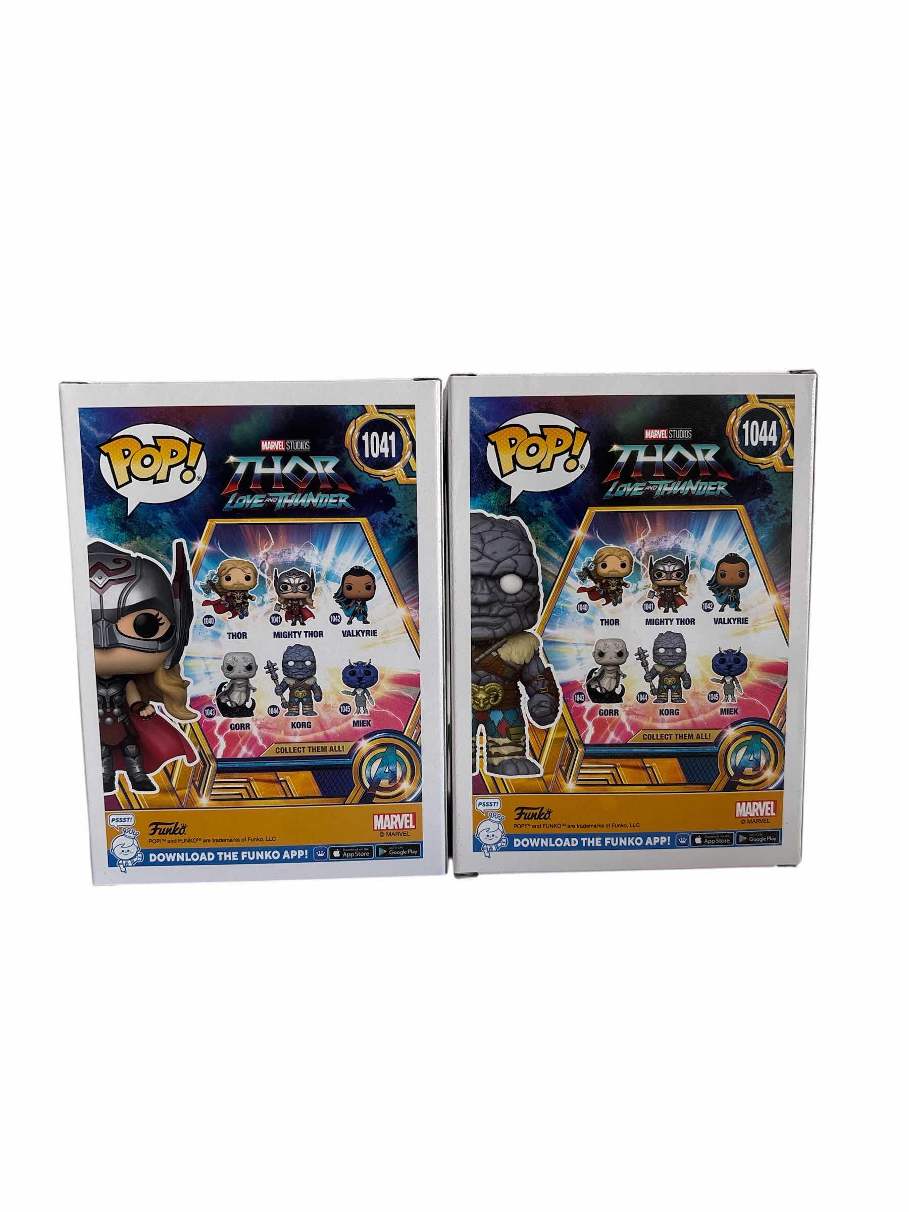 Photo 1 of (2)PCS NIB FUNKO POP KORG & MIGHY THOR THOR LOVE AND THUNDER