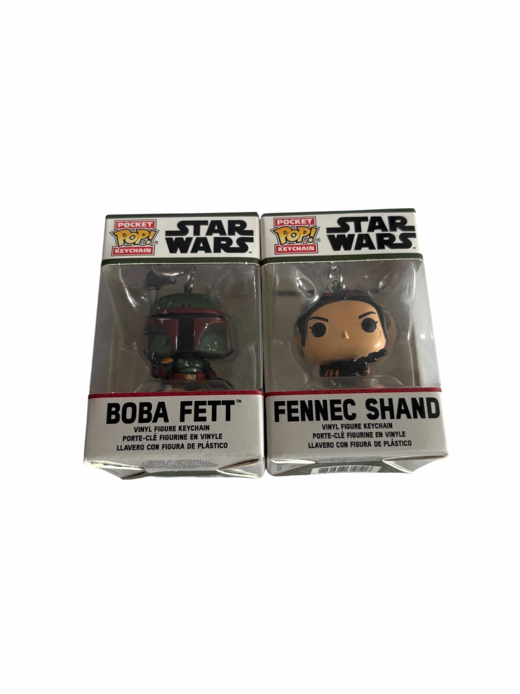 Photo 1 of (2)PCS NIB FUNKO POP POCKET KEYCHAINS STR WARS BOBA FETT & FENNEC SHAND