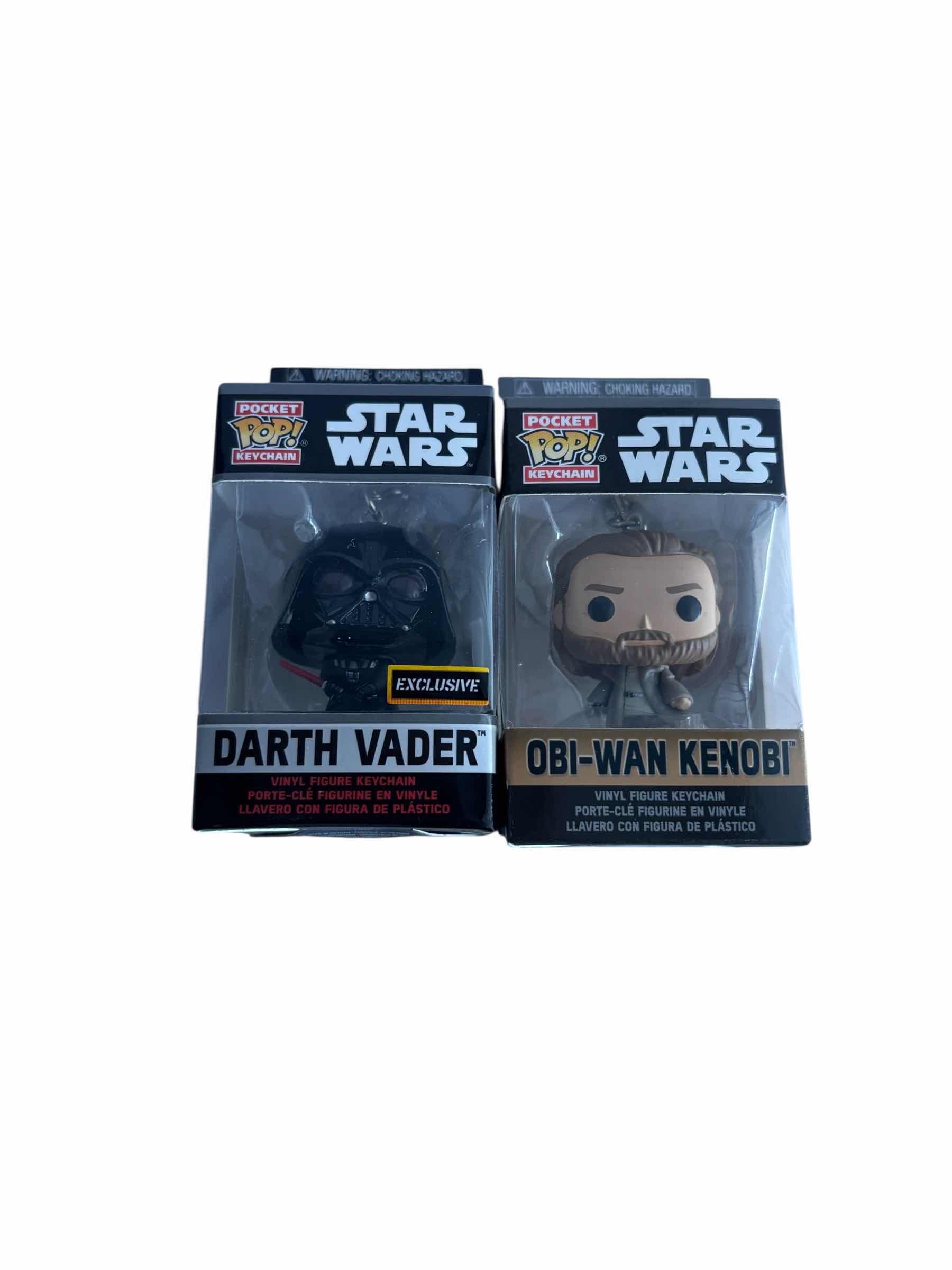Photo 1 of (2)PCS NIB FUNKO POP POCKET KEYCHAINS STAR WARS DARTH VADER & OBI-WAN KENOBI