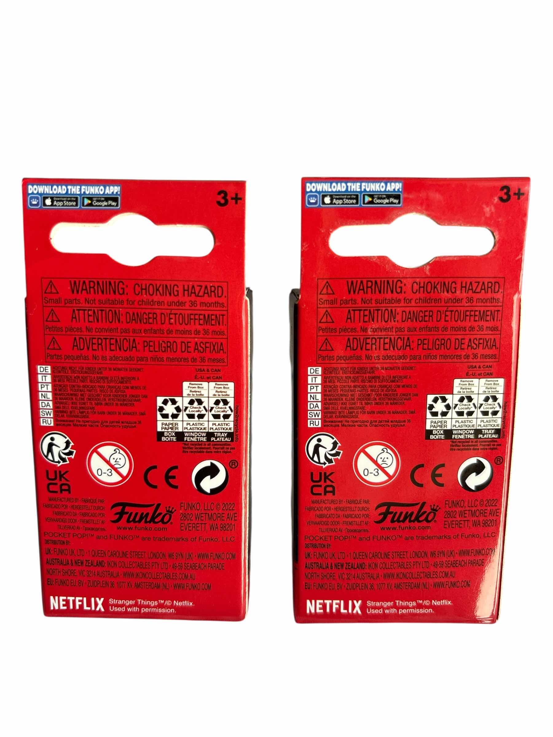 Photo 1 of NIB (2)PCS FUNKO POCKET POP STRANGER THINGS KEYCHAIN RETAIL $28