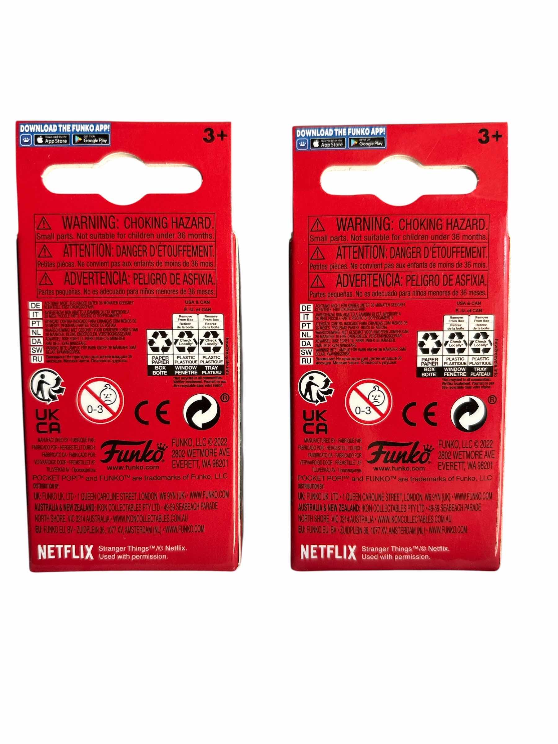 Photo 1 of NIB (2)PCS FUNKO POCKET POP STRANGER THINGS KEYCHAIN RETAIL $27