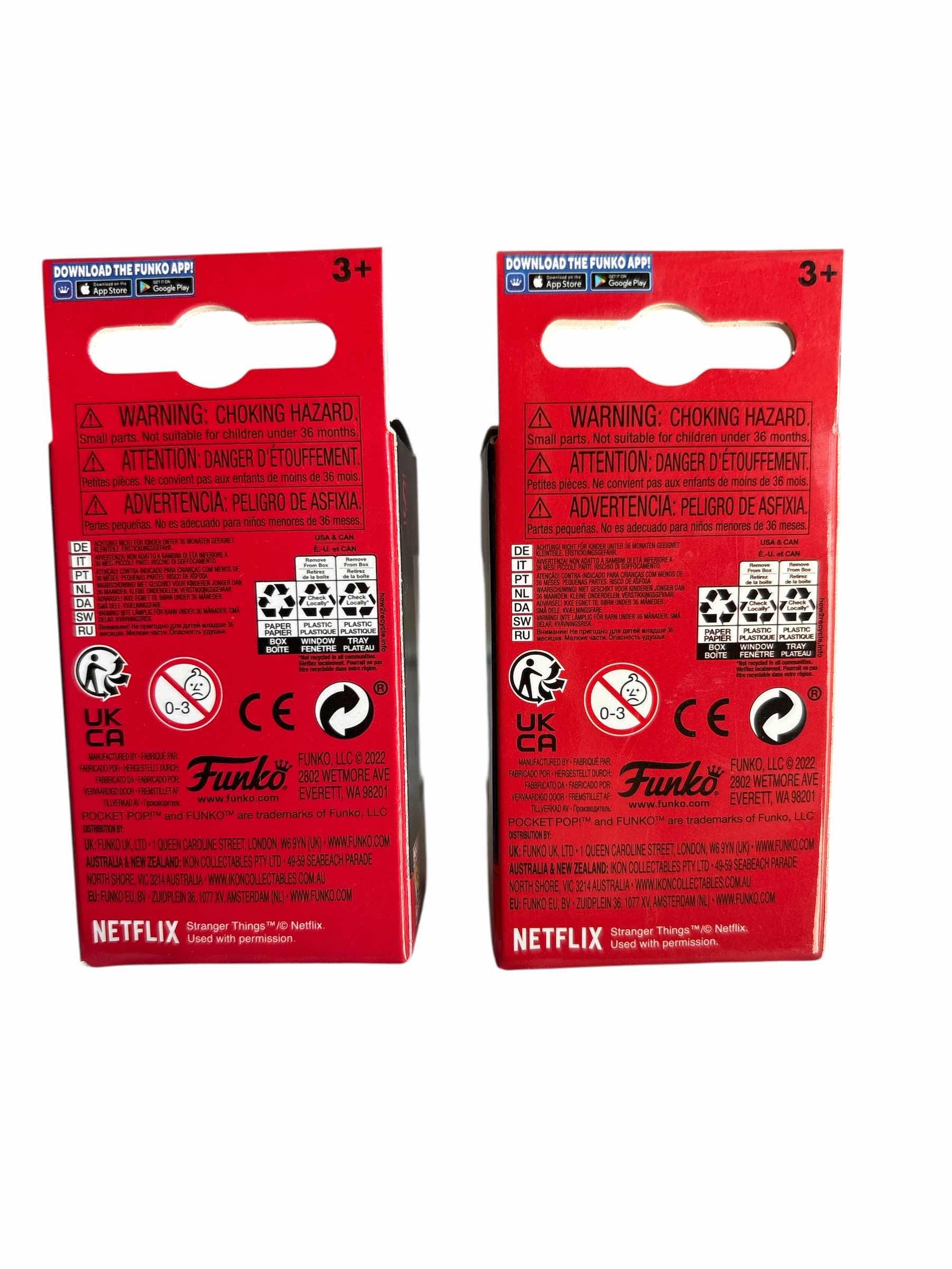 Photo 1 of NIB (2)PCS FUNKO POCKET POP STRANGER THINGS KEYCHAIN RETAIL $36