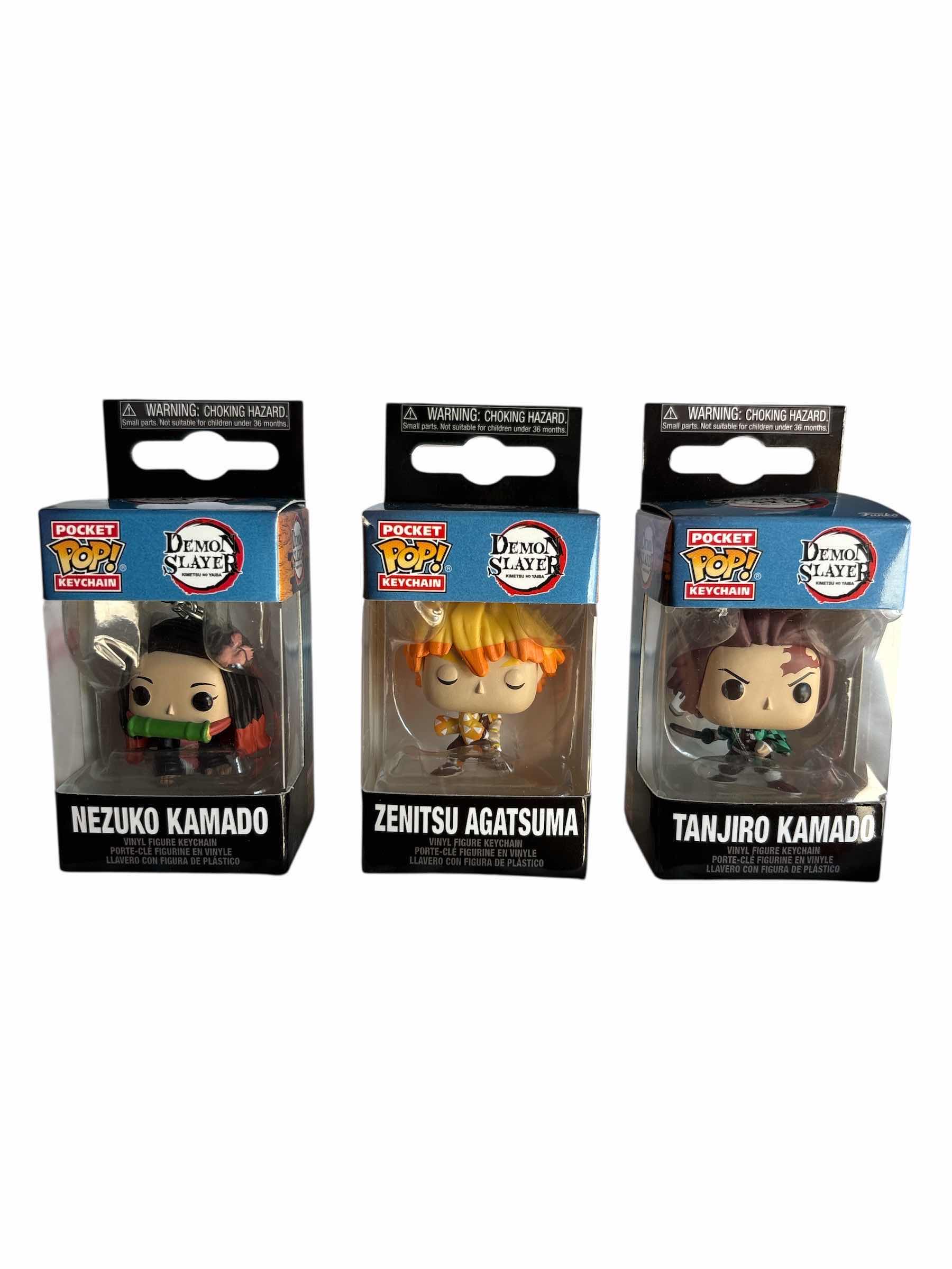 Photo 1 of NIB (3)PCS FUNKO POCKET POP DEMON SLAYER KEYCHAIN RETAIL $41