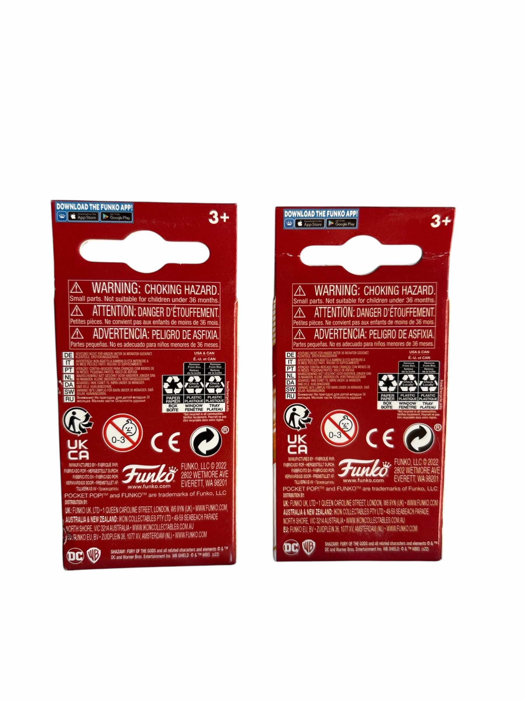 Photo 1 of NIB (2)PCS FUNKO POCKET POP SHAZAM KEYCHAIN RETAIL $26