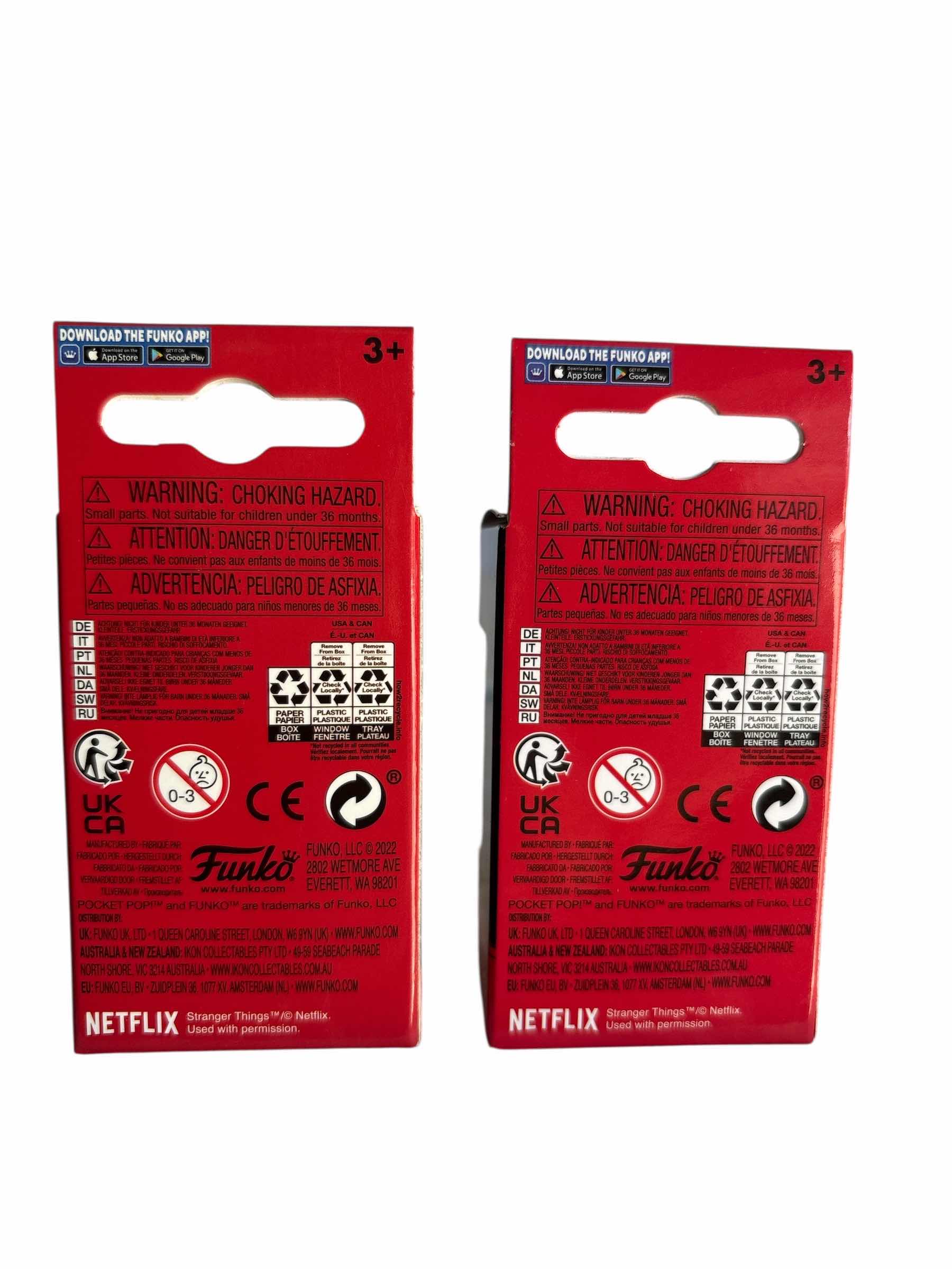 Photo 1 of NIB (2)PCS FUNKO POCKET POP STRANGER THINGS KEYCHAIN RETAIL $41