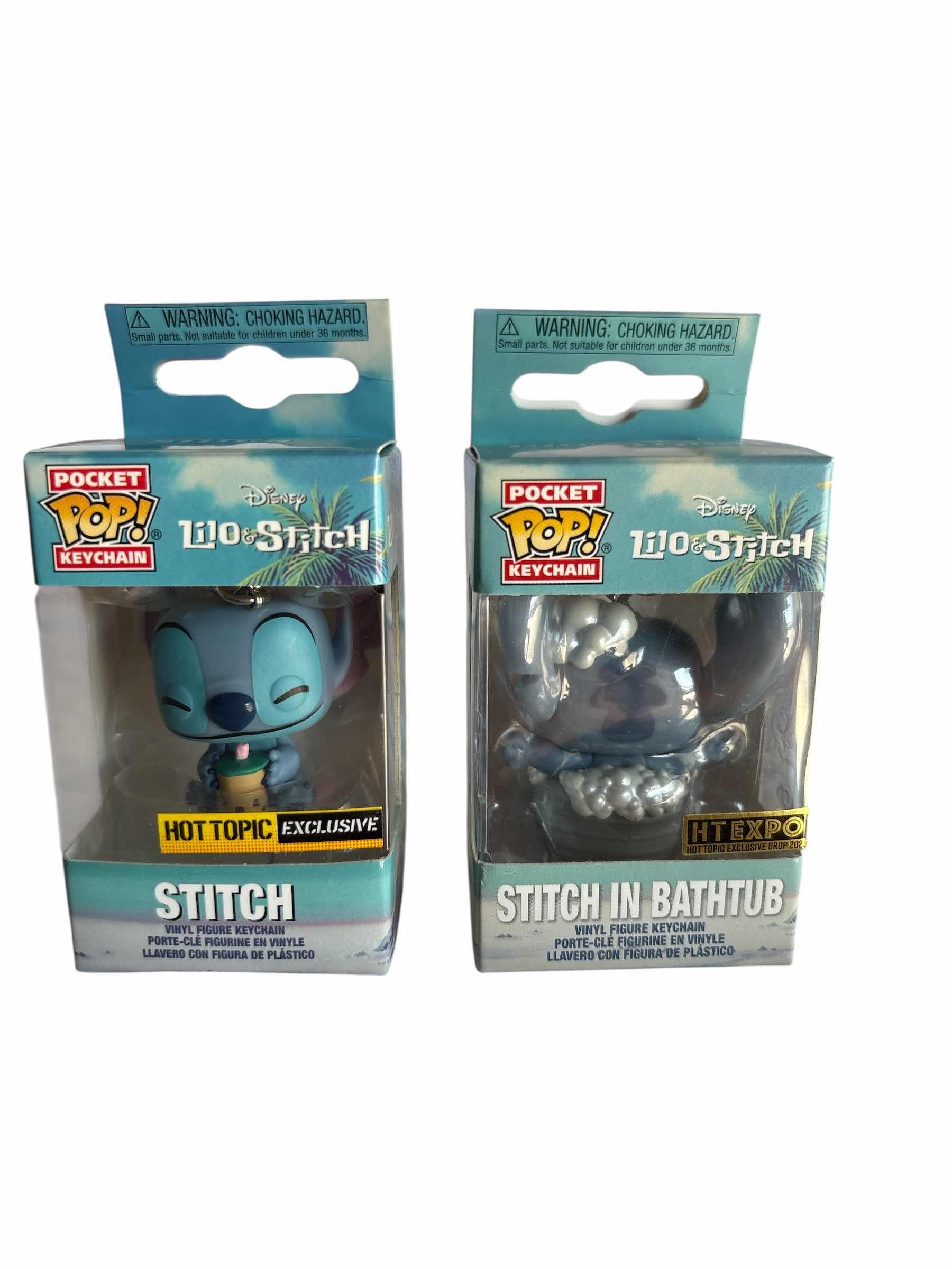 Photo 1 of NIB (2)PCS FUNKO POCKET POP DISNEY LILO & STITCH KEYCHAIN RETAIL $48