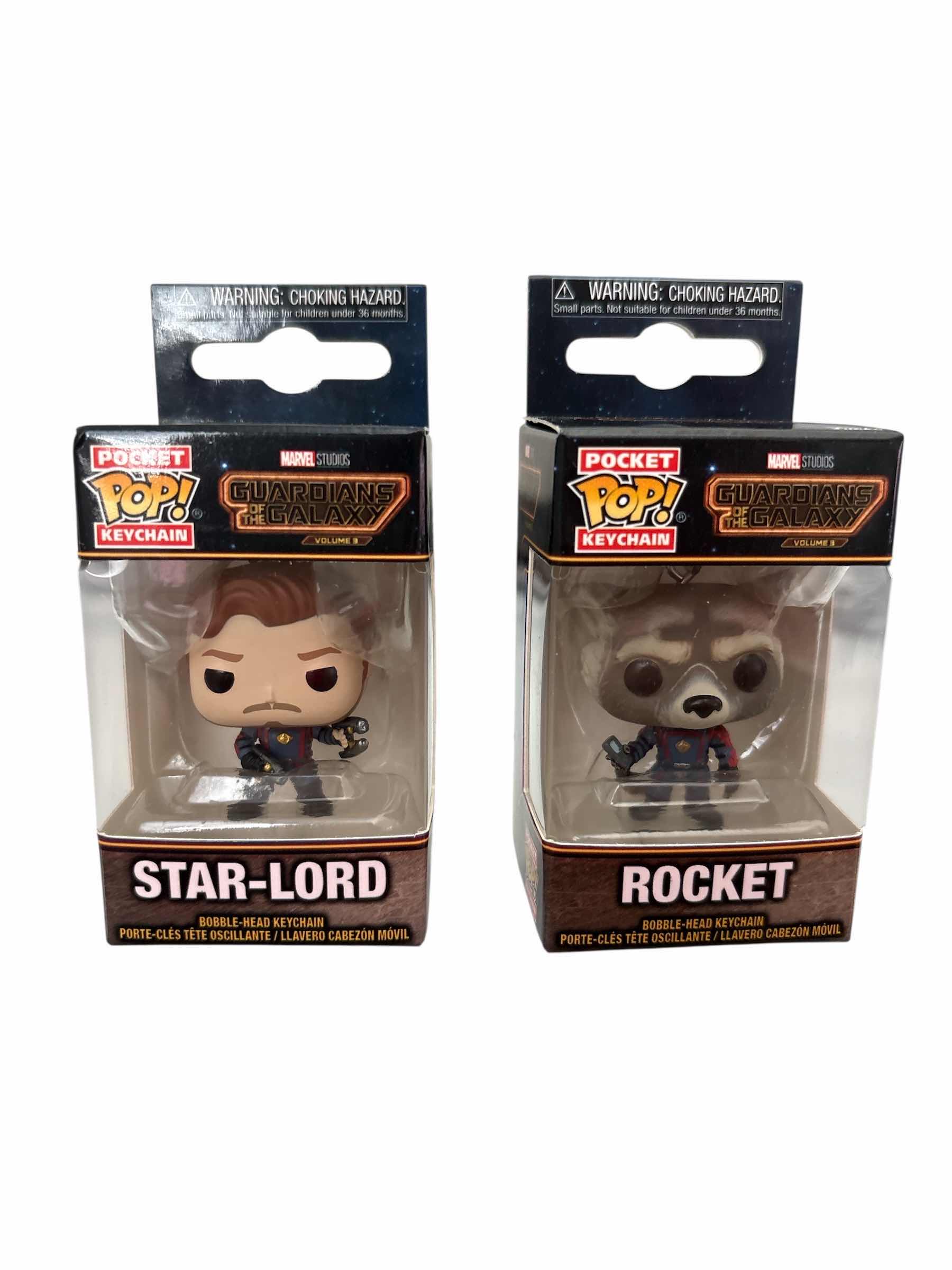 Photo 1 of NIB (2)PCS FUNKO POP GUARDIANS OF THE GALAXY KEYCHAIN RETAIL $23