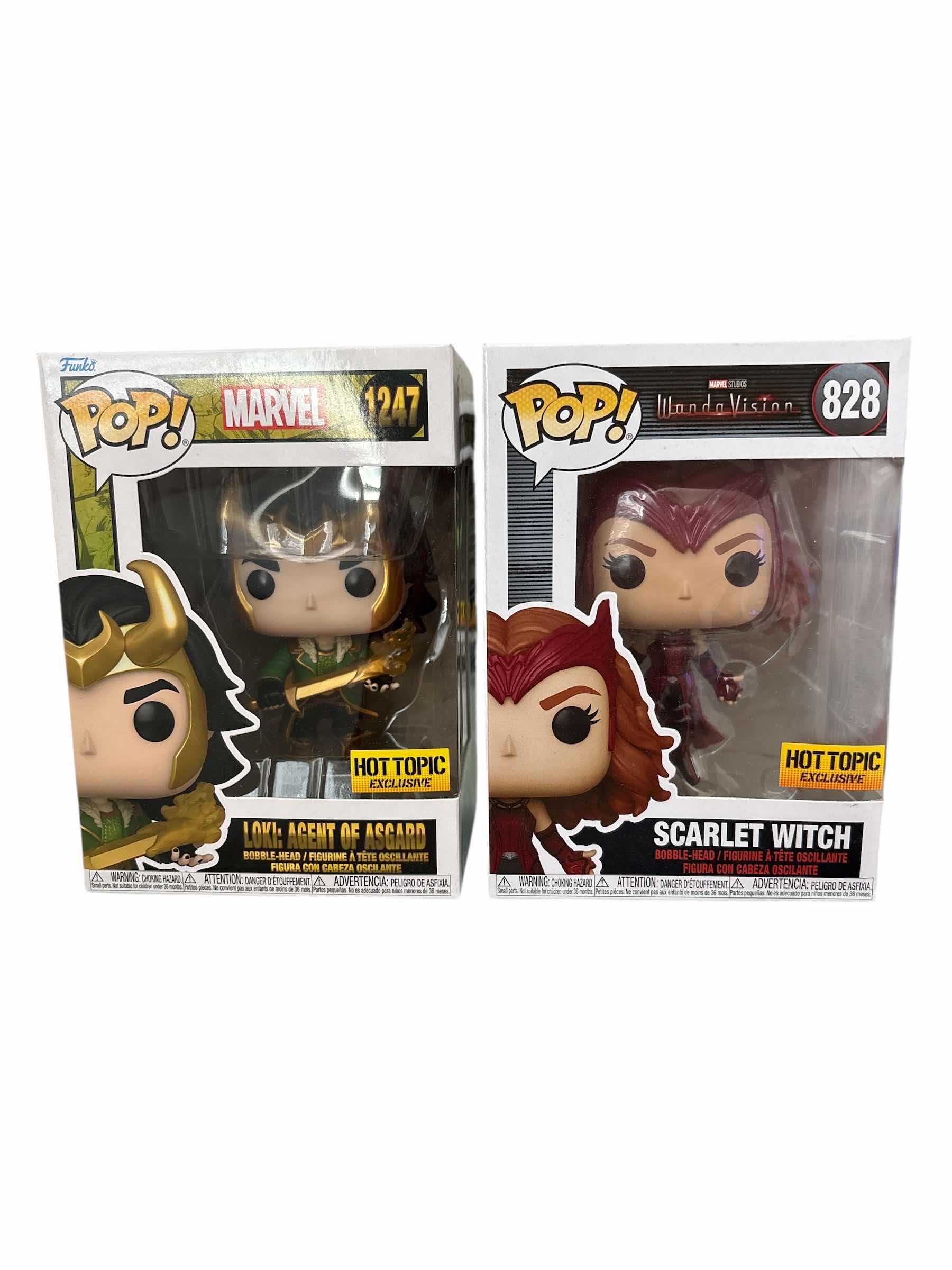 Photo 1 of NIB (2)PCS FUNKO POP MARVEL LOKI AND SCARLET WITCH RETAIL $36