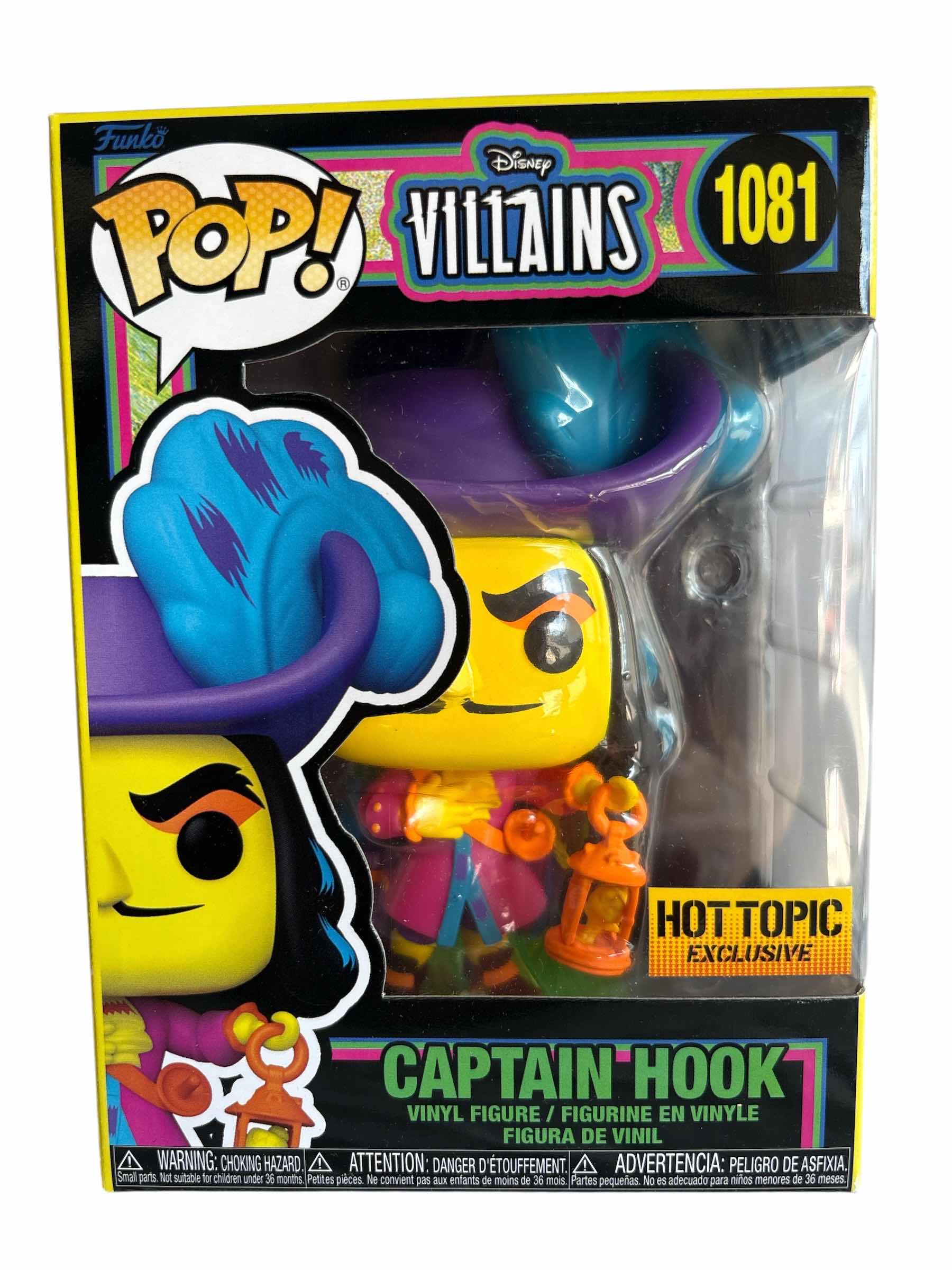 Photo 1 of NIB FUNKO POP DISNEY VILLAINS CAPTAIN HOOK HOT-TOPIC EXCLUSIVE RETAIL $25