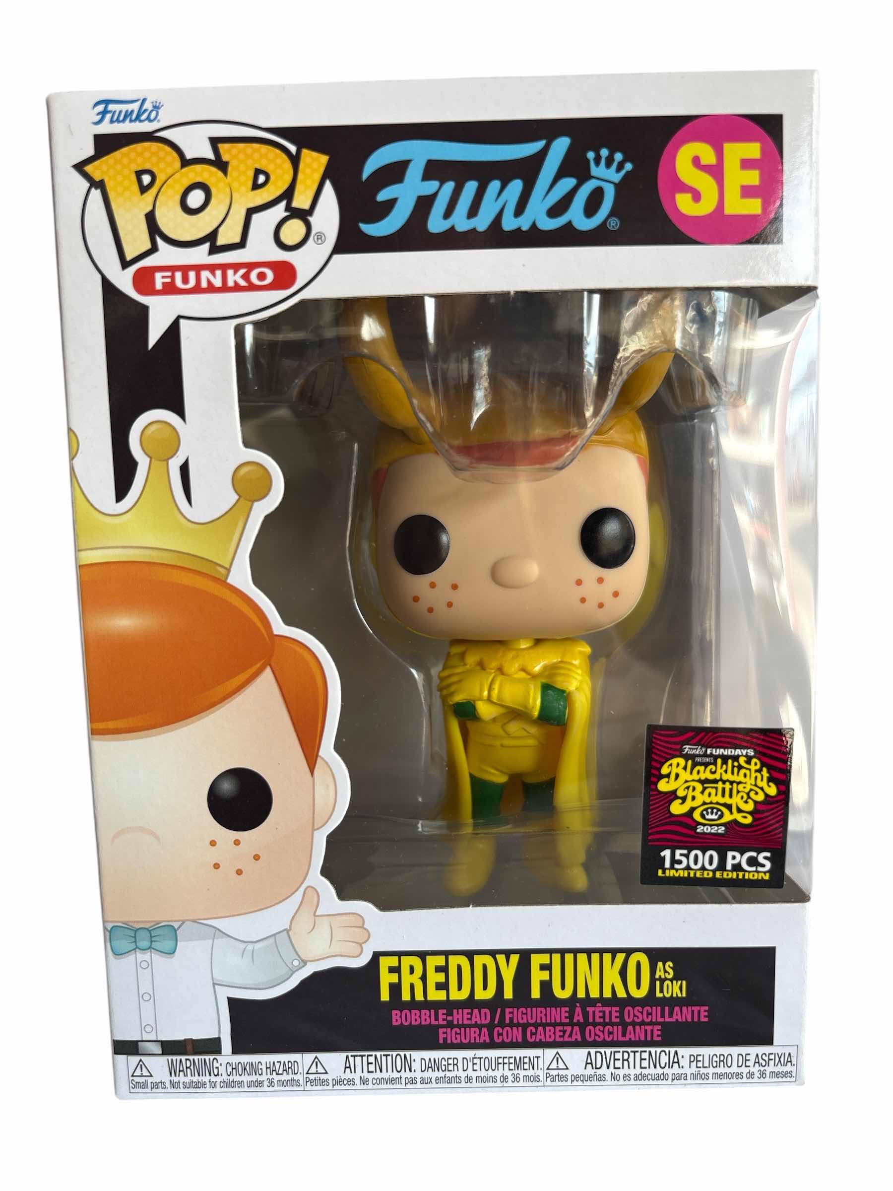 Photo 1 of NIB FUNKO POP SE MARVEL FREDDY FUNKO AS LOKI BLACKLIGHT BATTLE