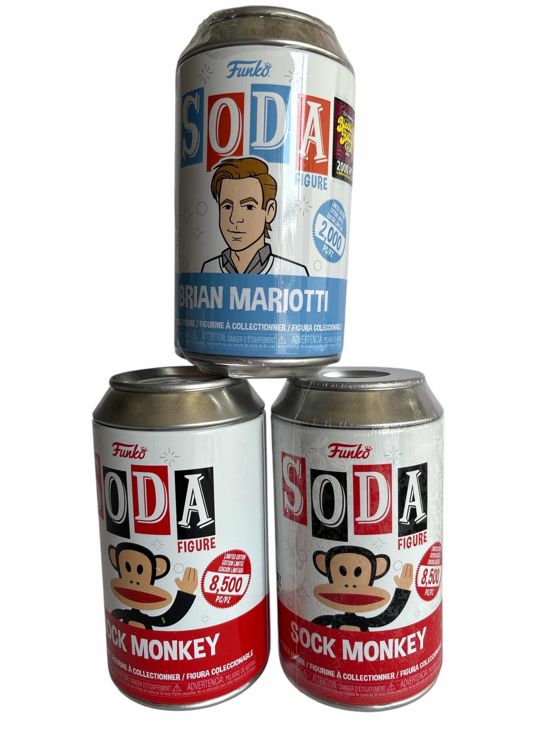 Photo 1 of (3)PCS FUNKO SODA CAN FIGURES RETAIL $76