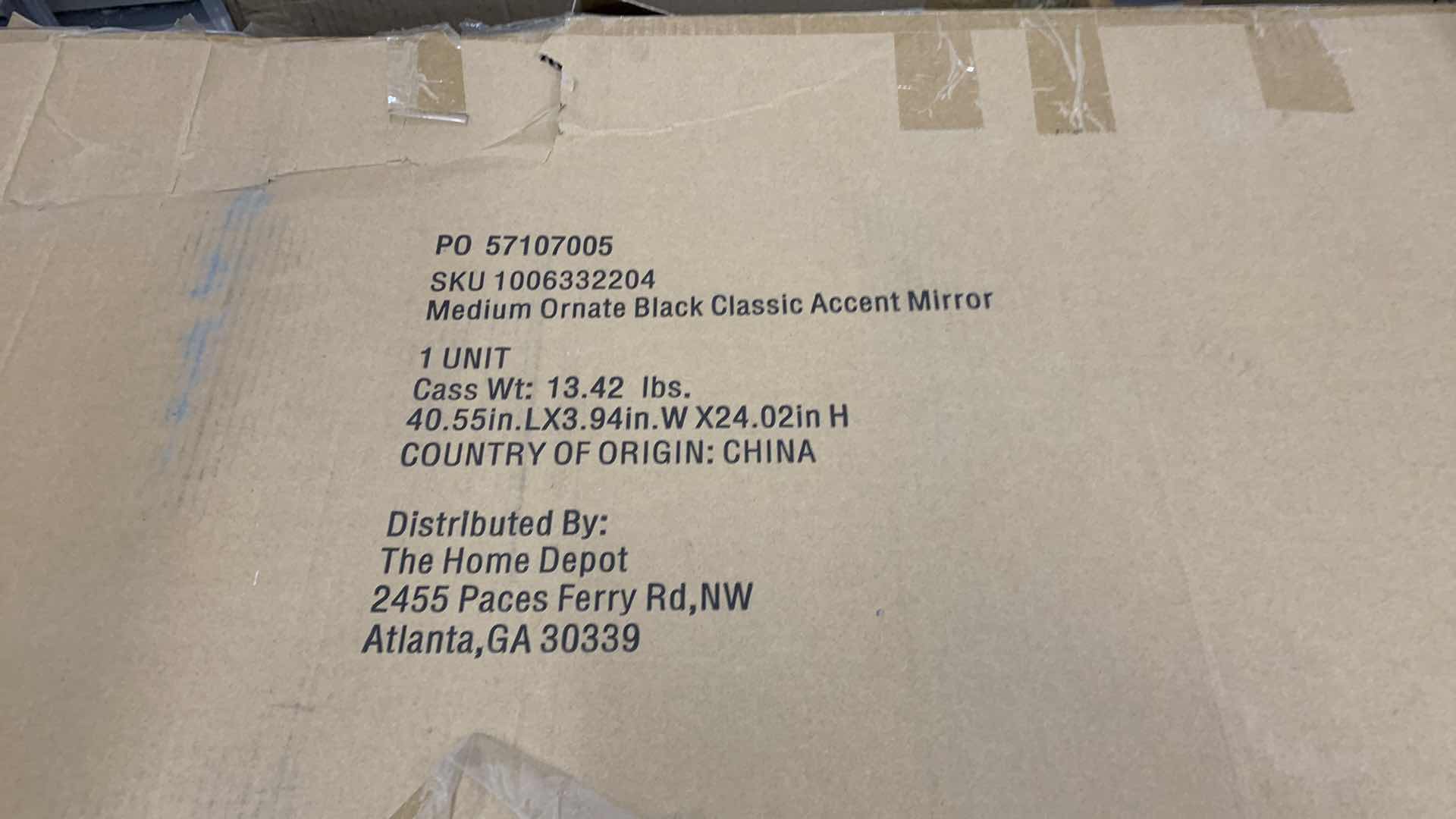 Photo 1 of HOME DEPOT MEDIUM ORNATE CLASSIC ACCENT MIRROR MODEL 1006332204 40" X 24" 