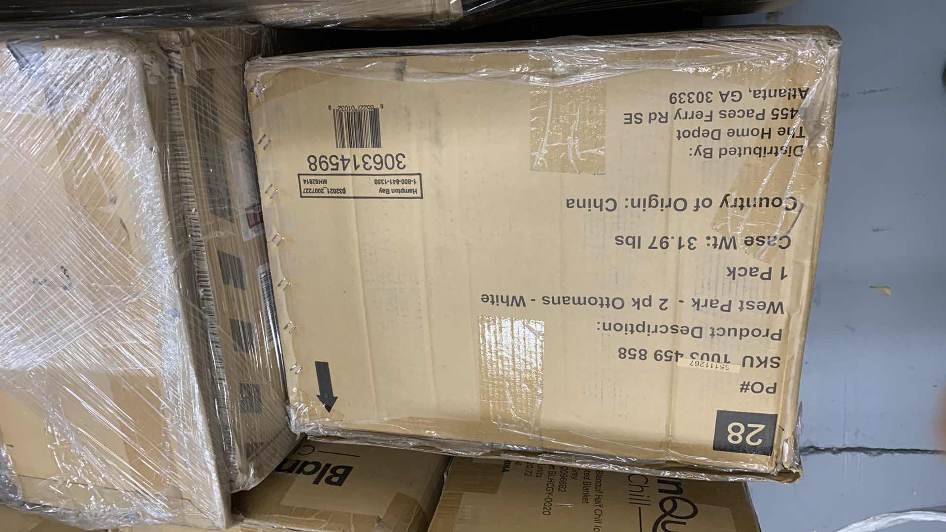 Photo 1 of HAMPTON BAY WEST PARK 2-OTTOMANS WHITE COLOR 36" X 21" H 17" MODEL 1003 459 858
